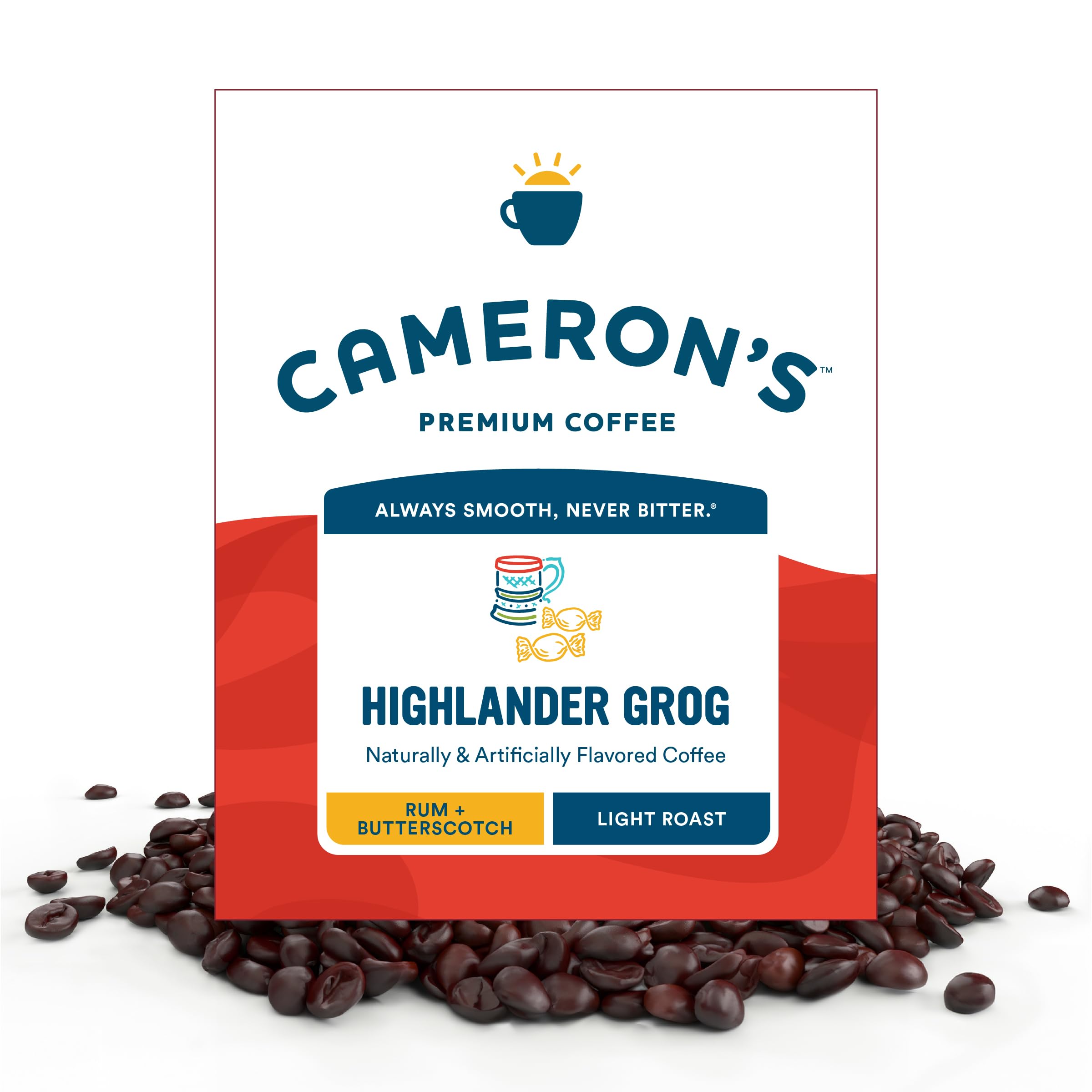 Cameron's Coffee Roasted Whole Bean Coffee Flavored Highlander Grog 1,8 kg