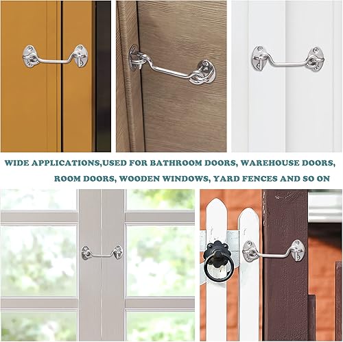 Miniatura 5 de Cerradura de puerta de granero de 4 pulgadas, cerradura de puerta corredera con tornillos, pestillo de puerta de metal resistente al óxido, pestillo