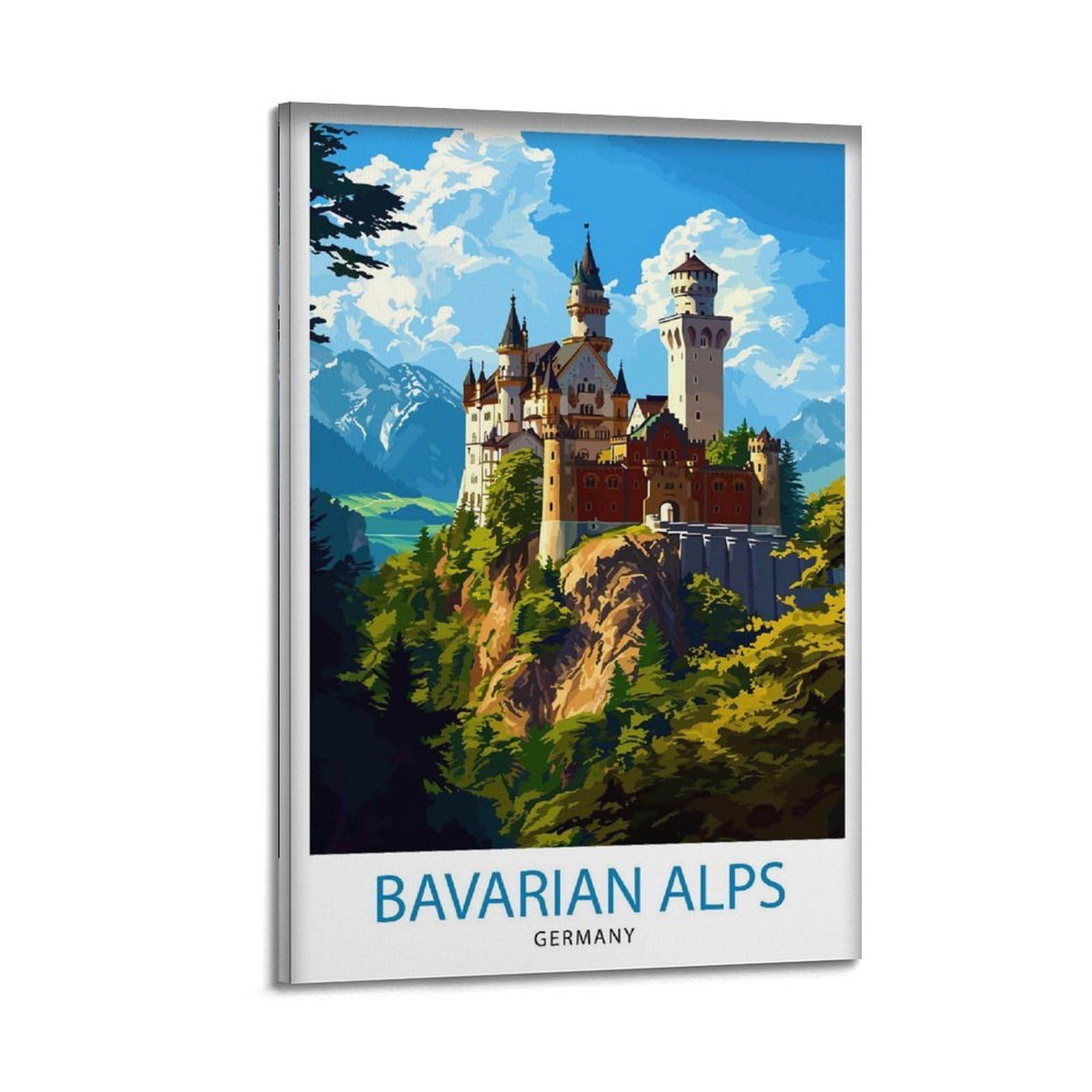Bavarian Alps Germany Scenic Mountain Landscape German Alpine Neuschwanstein Castle View Hiking_5 Canvas Poster Wall Art Prints Room Aesthetic Murals Bedroom And Living Decorations 16x24inch(40x60cm)
