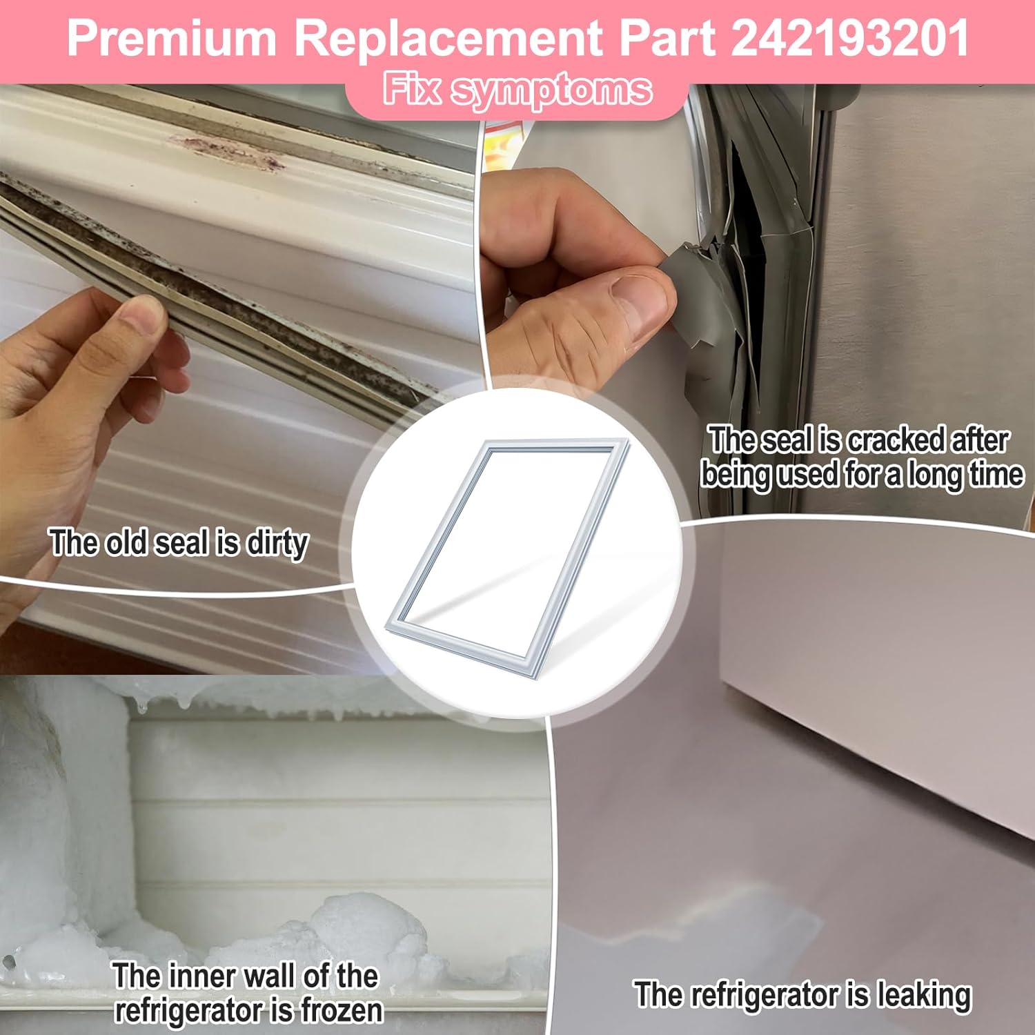 LXun Upgrad 27.17"X18.11" 242193201 Freezer Door Gasket Seal Replacement for Frigidaire Top-mount Refrigerator Door Gasket Kenmore Crosley Freezer Door Seal Part PS7321340 AP5669862 EAP7321340 2689594