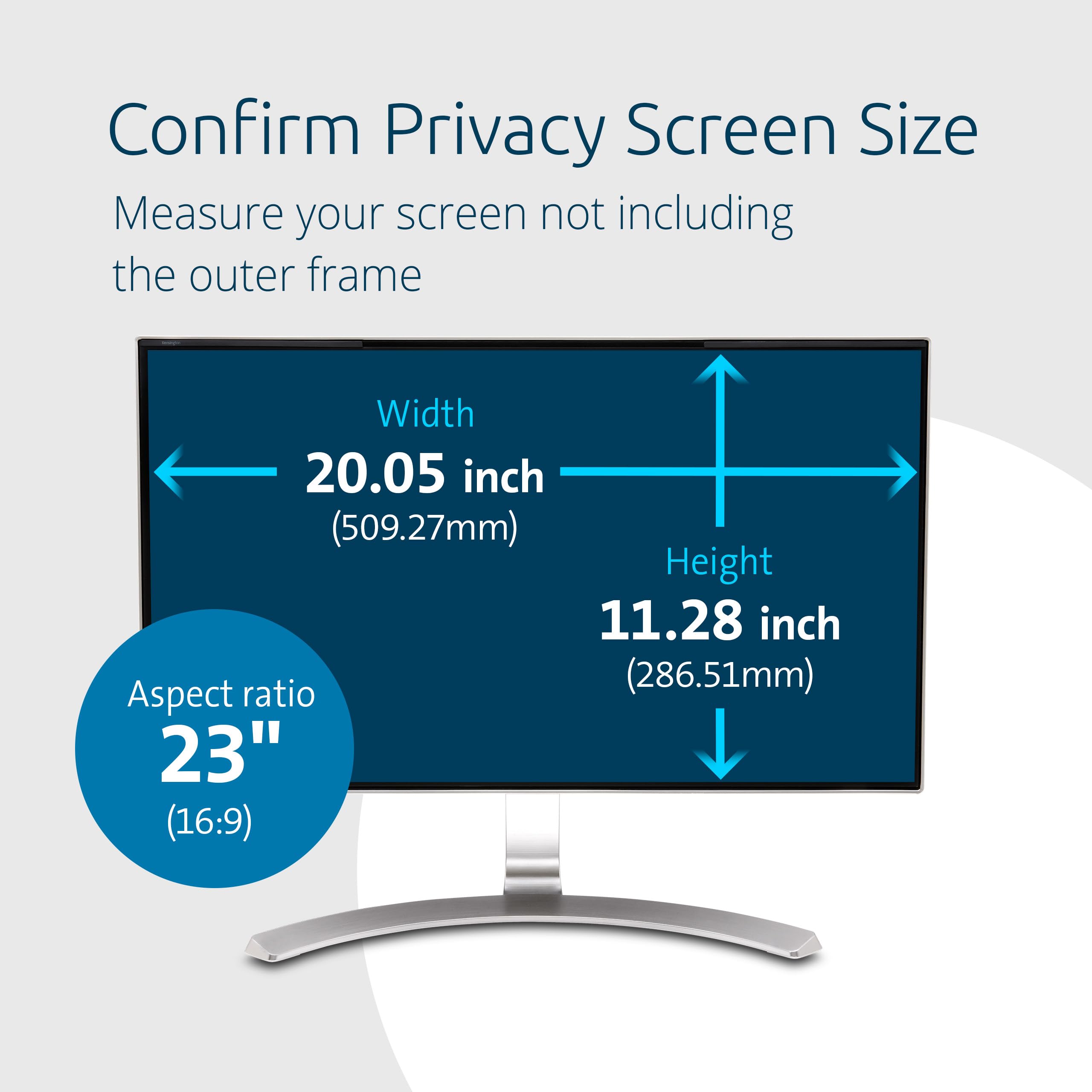 Kensington MagPro - Filtro de privacidad con fijación magnética para monitores de sobremesa de 23", Filtro extraíble 16:9, antiluz Azul, antirreflejos, para monitores de Bisel Delgado, K55422WW