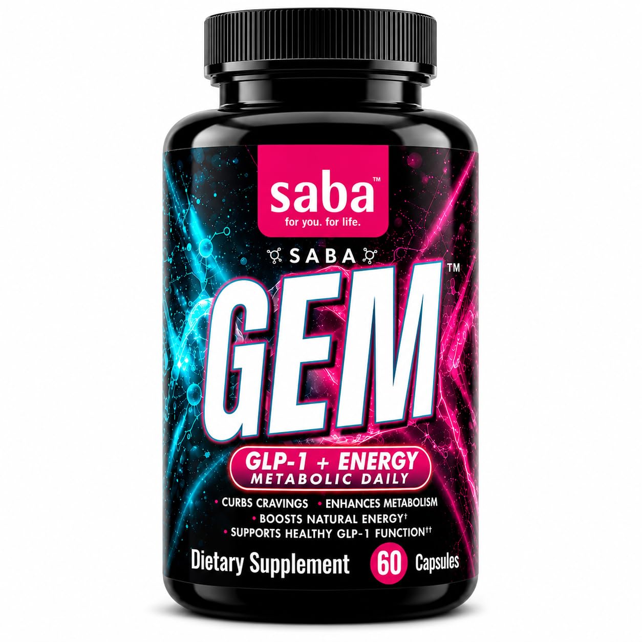 Saba GEM Metabolism, Energy & Gut Health Support with Morosil®, Eriomin®, Chromium, Prebiotics & 35 Billion CFU Probiotics – 60 Capsules