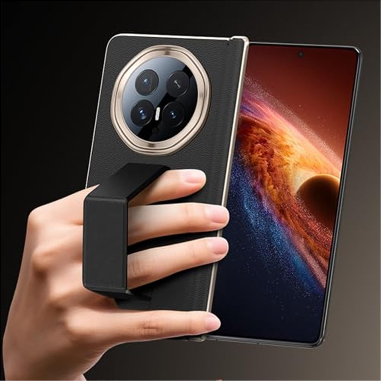 Etui do Huawei Honor Magic V6, super cienka obudowa z opaską odporna na zarysowania osłona ekranu podpórka (czarne)