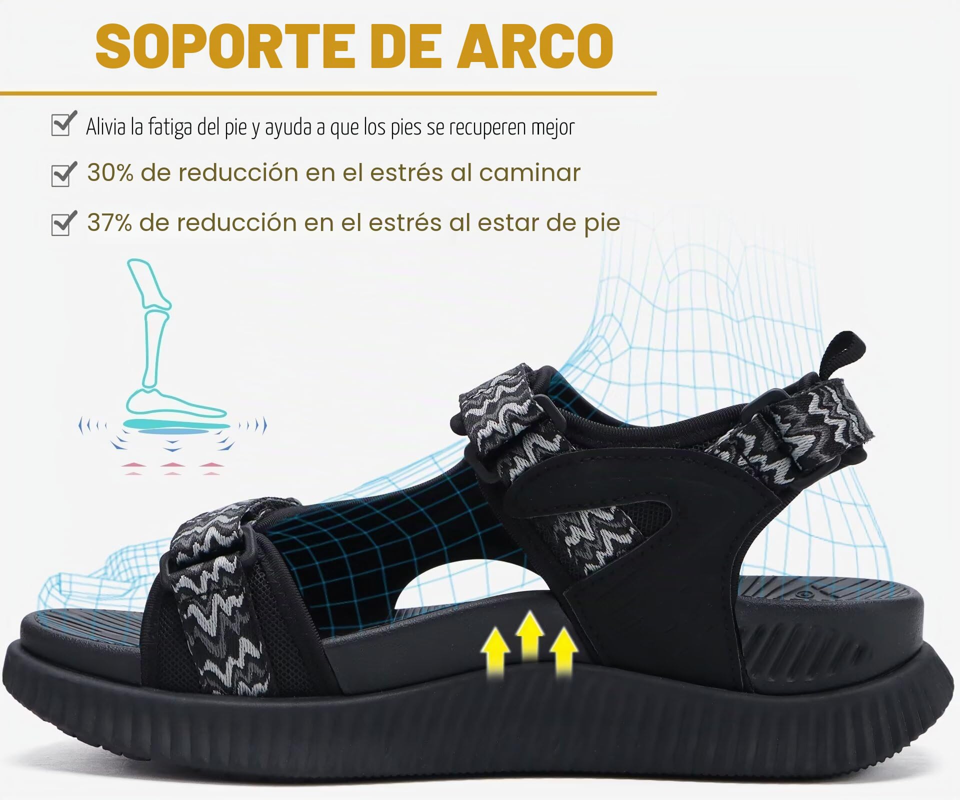 KuaiLu Sandalias Trekking Deportivas Mujer Ortopedicas Senderismo Sandalias | Comodas Caminar Fascitis Plantar Sandalias Verano Abierta Ligera Cuero Ajustables Antideslizantes Sandalias Montaña Negro 38