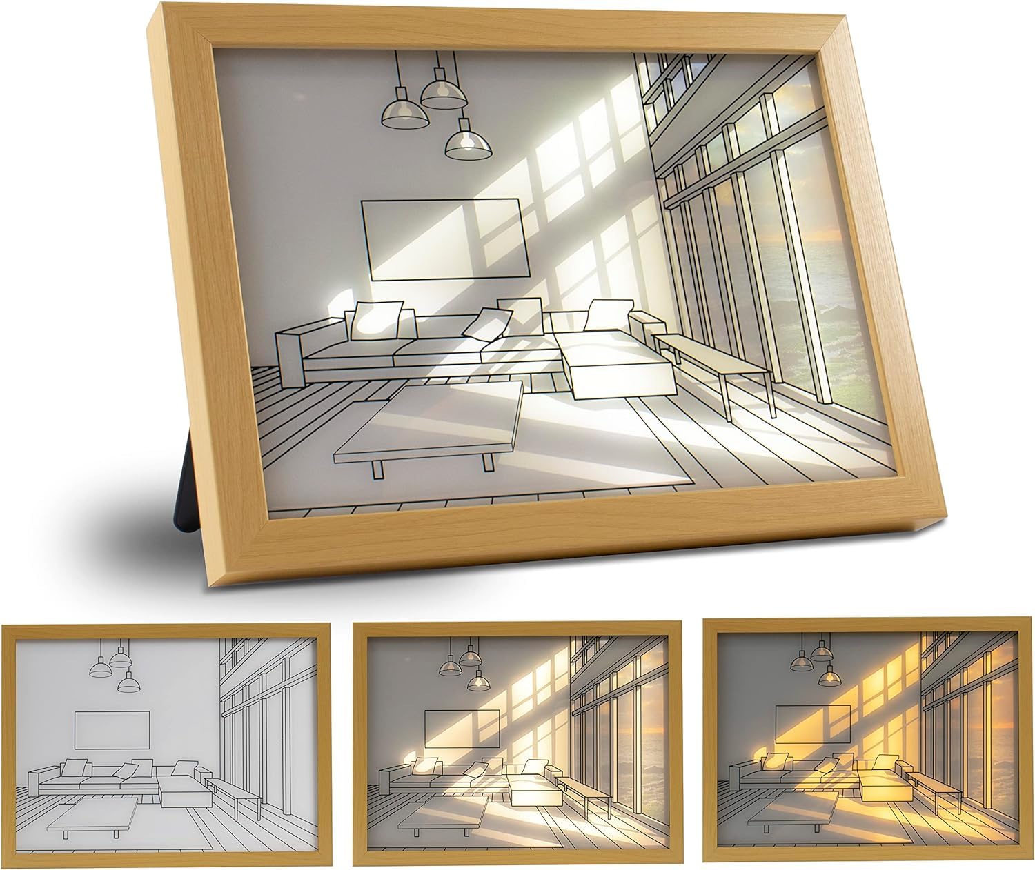 XERGY 3D LED Sunset Painting with Living Room with Garden View Design LED Light Frame, 3 Lighting Modes, Wall Art Decor, Perfect for Living Room, Bedroom (B0CVH83LZ7) Amazon Price History, Amazon Price Tracker