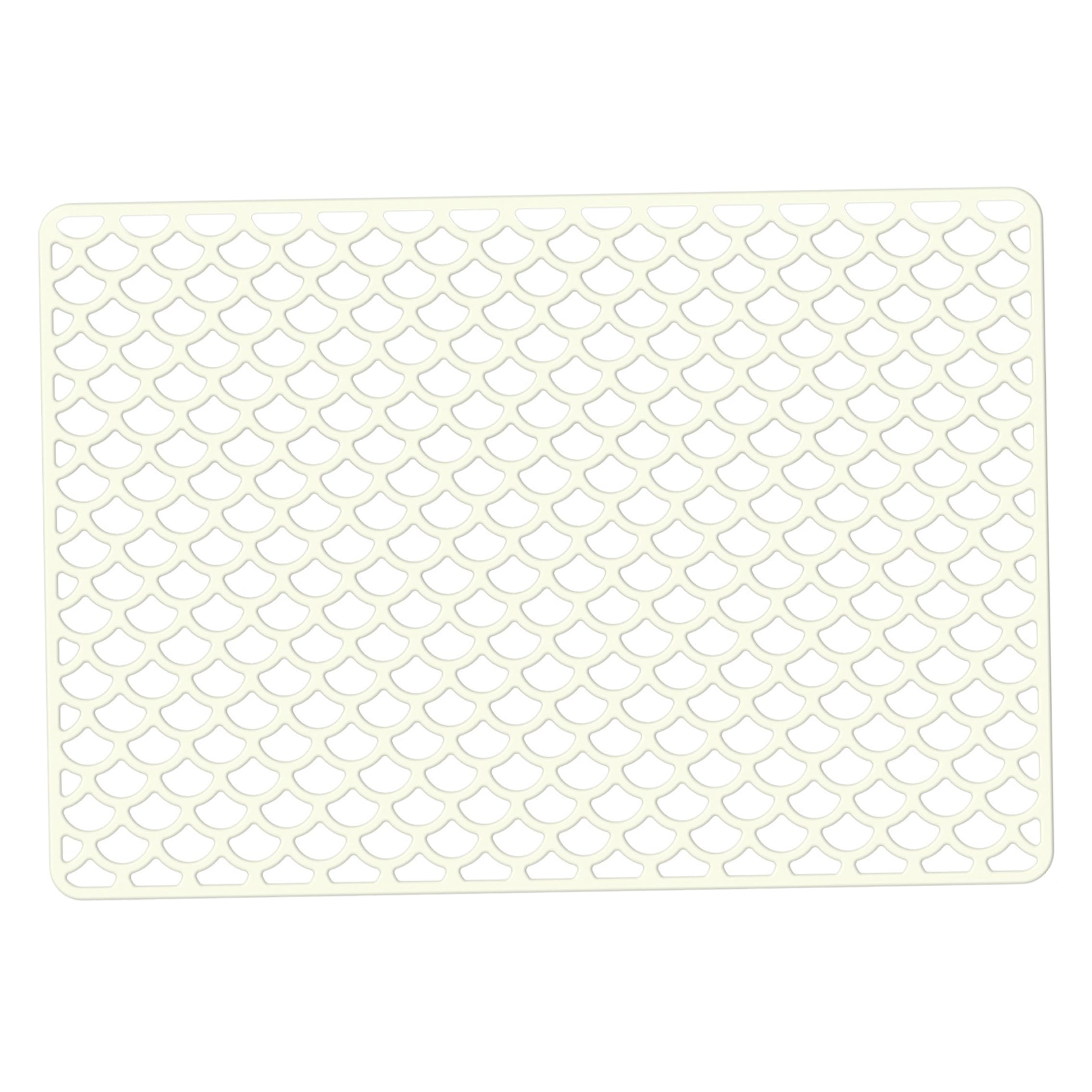 Sjfbebsy Sink Protector Mat, Heat Resistant Sink Protector Scratch-Resistant Multi-Function Silicone Mat for Insulation Draining Beige 18x12.5 Inch