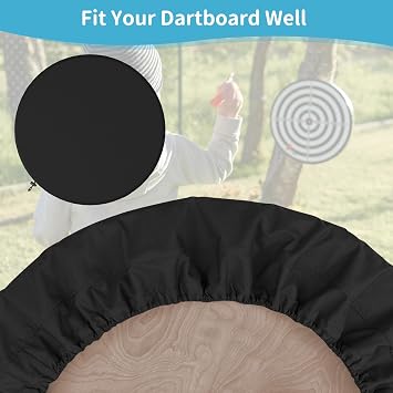 Dartboard Cover Outdoor Indoor Dartboard Protective Cover Waterproof Dustproof UV Resistant 24 D x 3 H Black