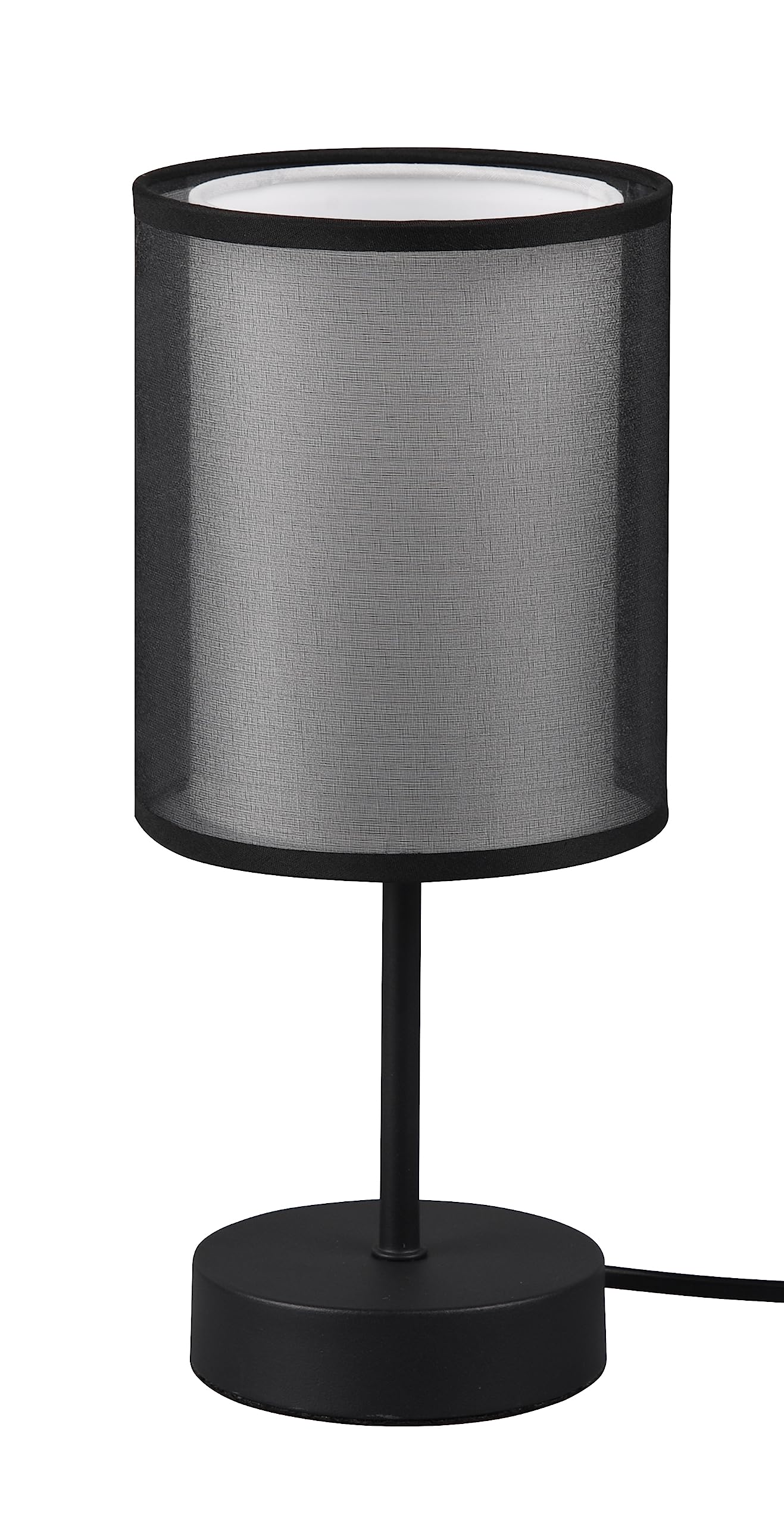 Trio, Lampe de table, Burton 1xE14, max.28,0 W Organza, Fumé, Corps: Métal, noir mat Ø:12,5cm, H:28,5cm Interrupteur de cordon,IP20,Sans illuminant