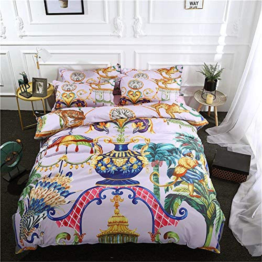Exotic duvet cover pillowcase 3-piece set single-layer microfiber bedding Bohemian printKing 220x240cm + 50x75cm * 2