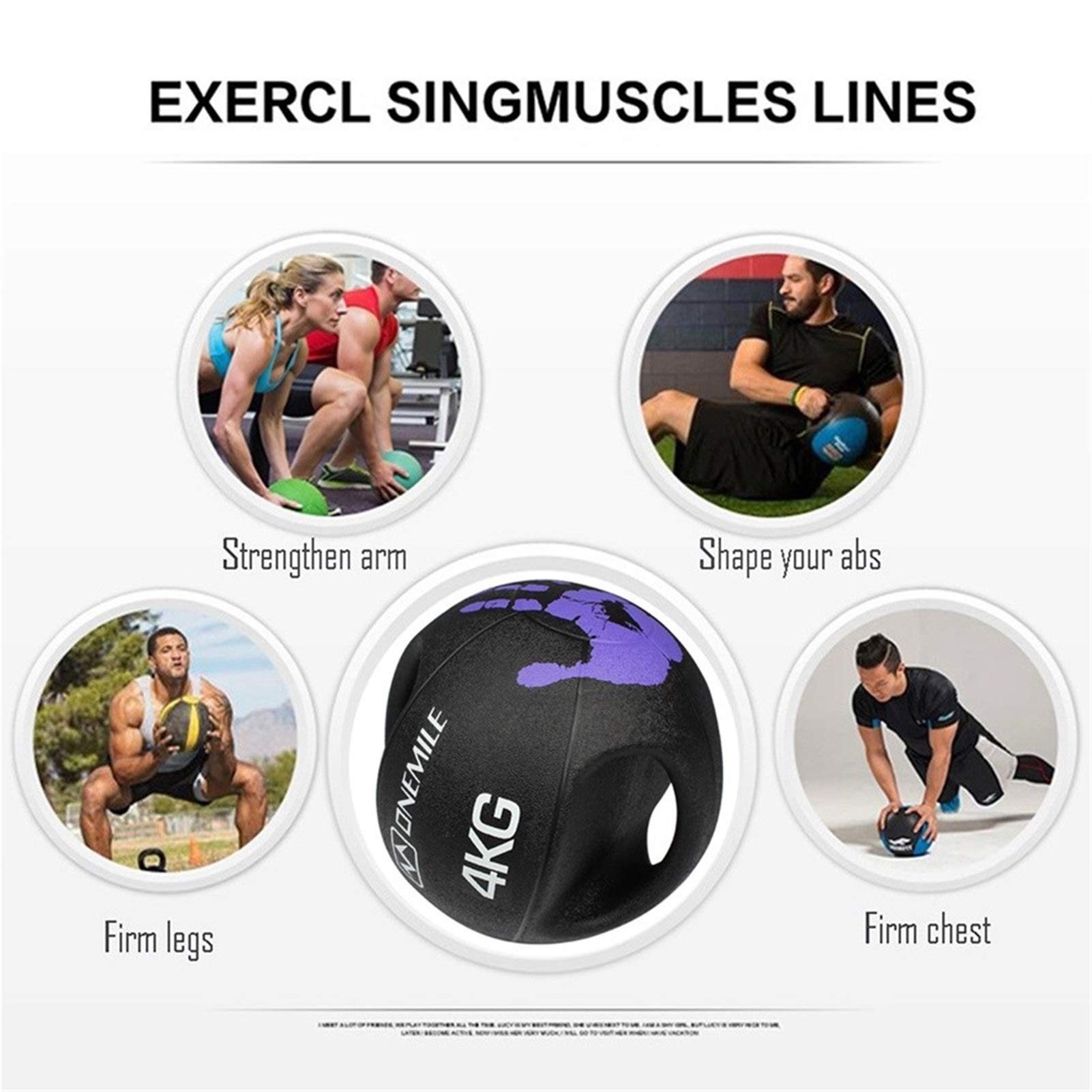 Pelota Medicinal Binaural De Goma Elástica Pelota Medicinal Pelota De Equilibrio Pelota De Fitness, Equipo De Entrenamiento Aeróbico, 2 Kg / 3 Kg / 4 Kg / 5 Kg / 6 Kg / 7 Kg / 8 Kg / 9 Kg / 10 Kg