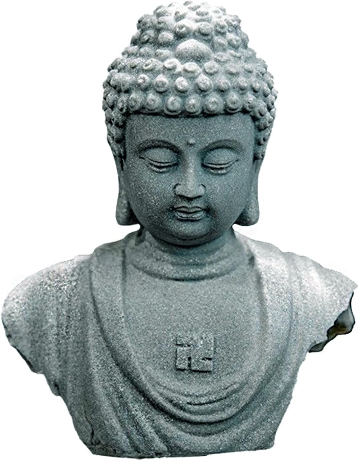 Sandstone Buddha Head Statue Meditation Buddha Figurine Zen Buddhist Fengshui Sculpture for Aquarium Fish Tank Home Decoration (D)