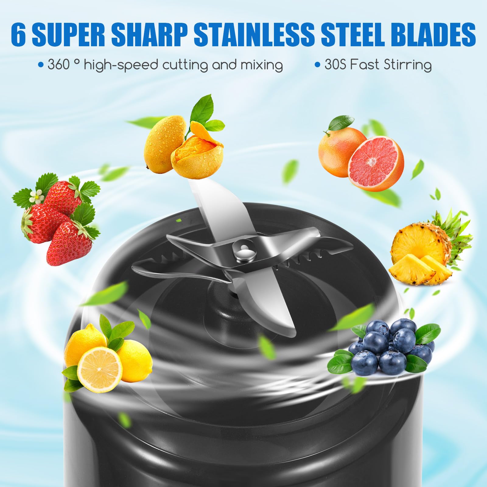 Mixeur Portable 360 W Pour Shakes Et Smoothies, Extracteur De Jus Portable 700 Ml Autonettoyant Transparent 96690288