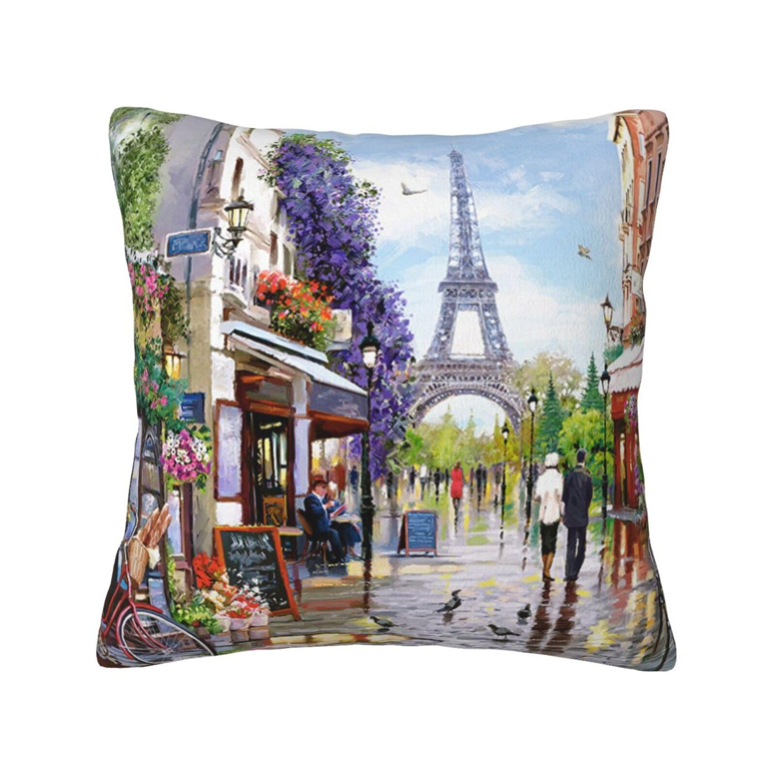 YFSGDLBN Paris Street Scene Eiffel Tower printed Velvet pillowcase decorative Cushion Cover