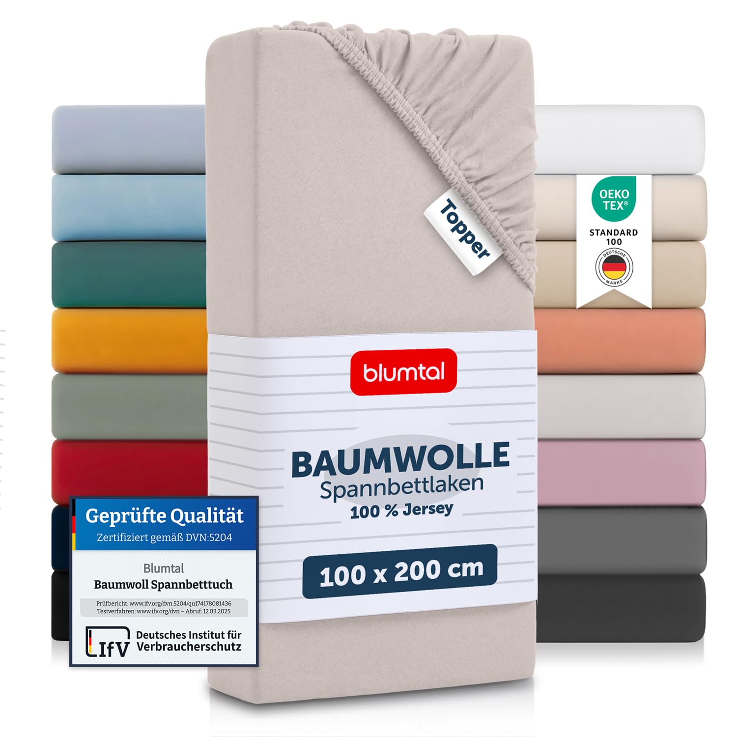 Blumtal® Basics Spannbettlaken Jersey - Bettlaken aus 100% Baumwolle - Oeko-TEX zertifiziertes Spannbettlaken