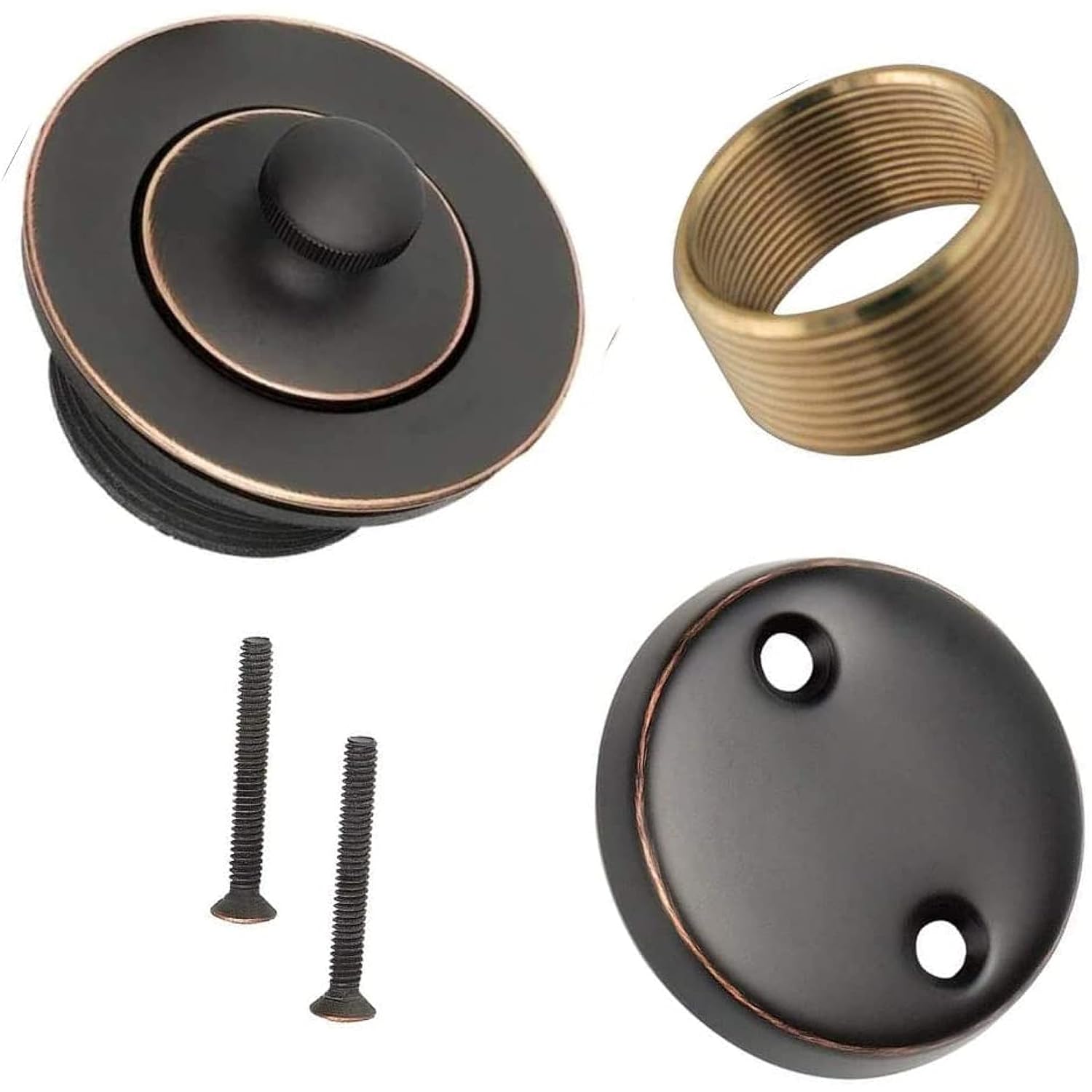 OilRubbed Bronze Tub Drain Stopper Kit Bathtub Drain, Bushing, Face Plate, and Conversion Kit