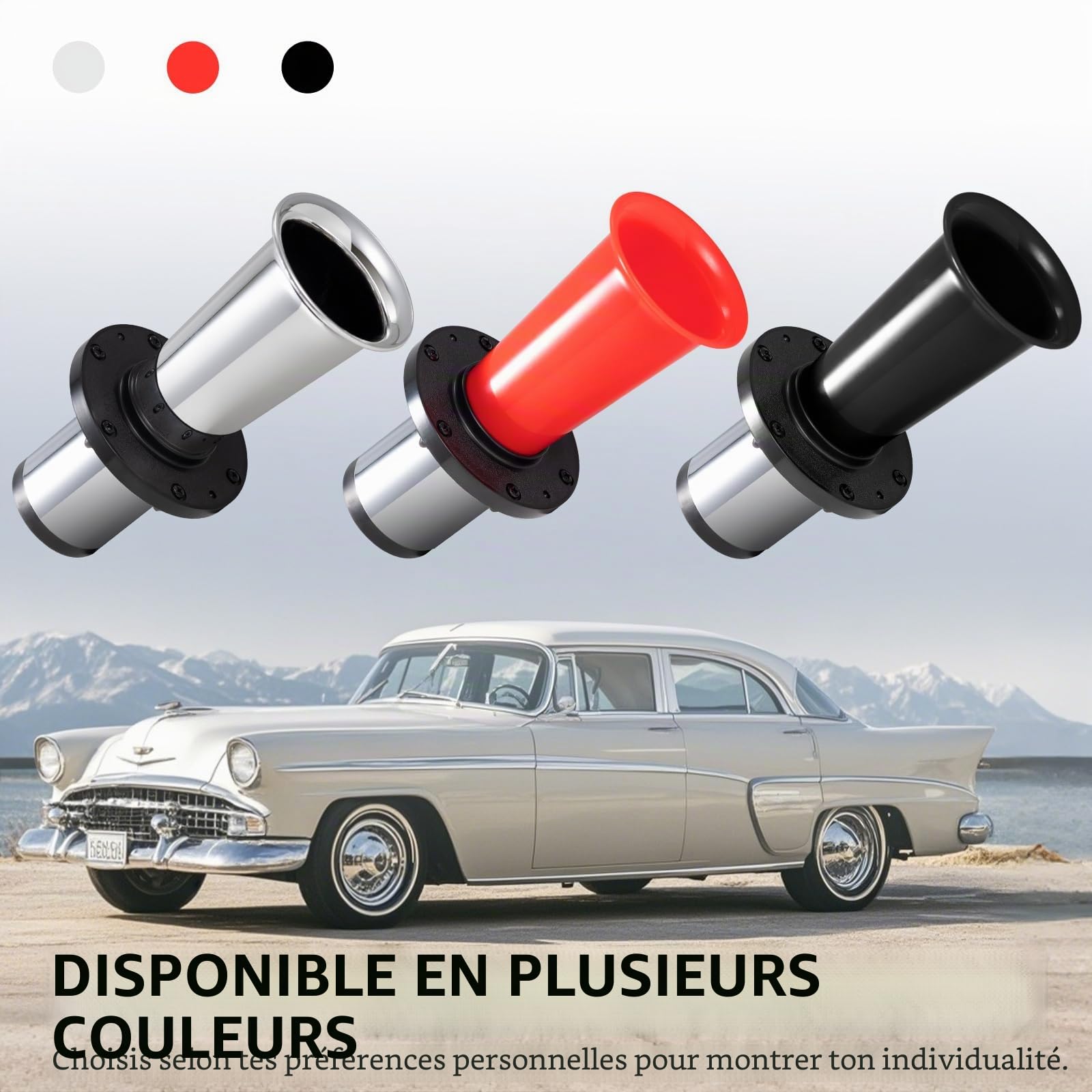 Ahooga Klaxon vintage 12 V FARBIN pour voiture camion rétro Kit chromé (noir avec bouton)