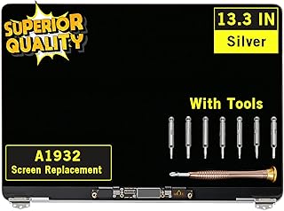 GBOLE 13.3 inches LCD Replacement for MacBook Air Retina A1932 Late 2018 2019 EMC 3184 MRE82 MREA2 MVFH2 MVFJ2 661-09734 Full LCD Display Screen Complete Top Assembly (Silver)