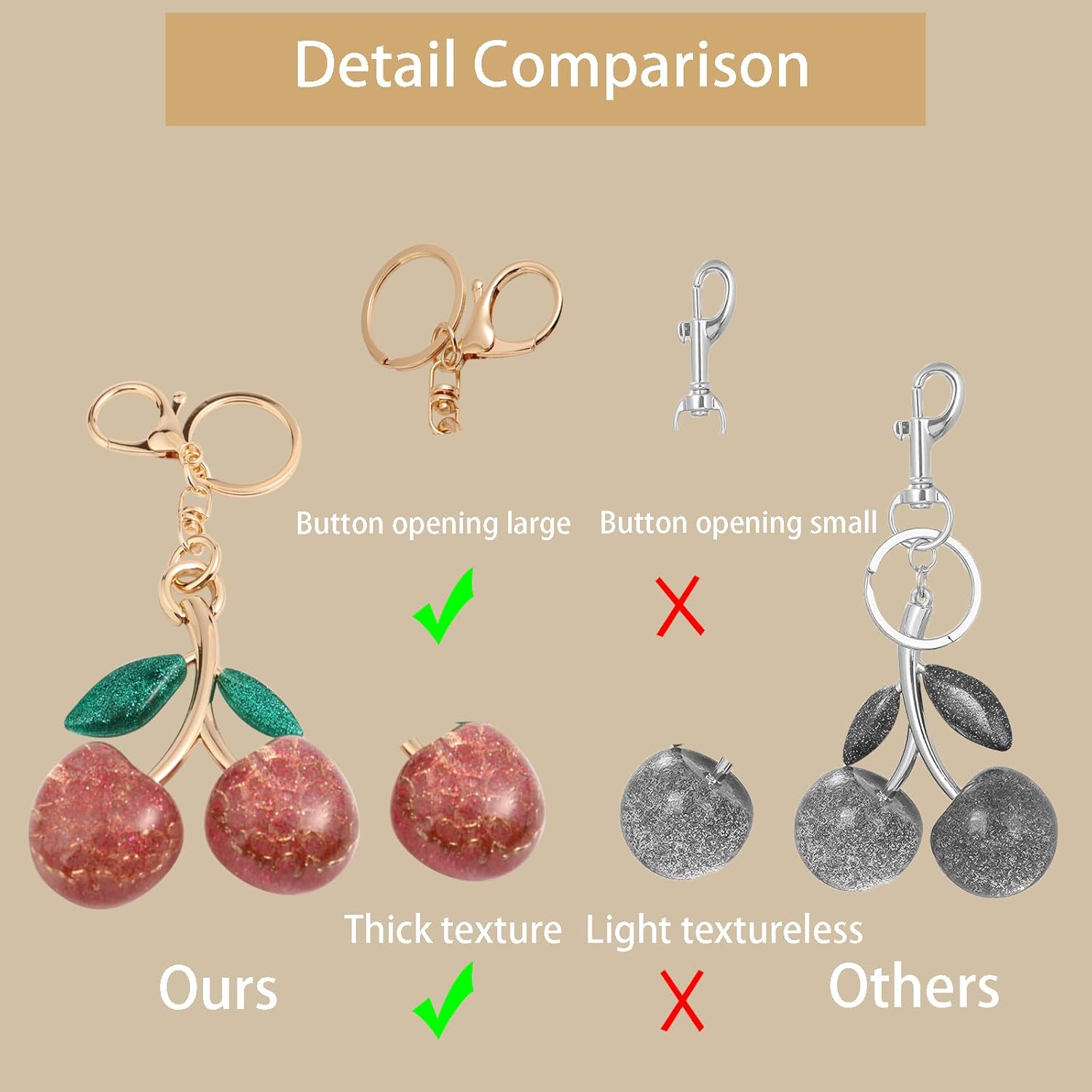 Cherry Keychain cherry Bag Charm Keychain Accessories Purse Key Chains Gifts for Women Purse Bag Charms - Image 4