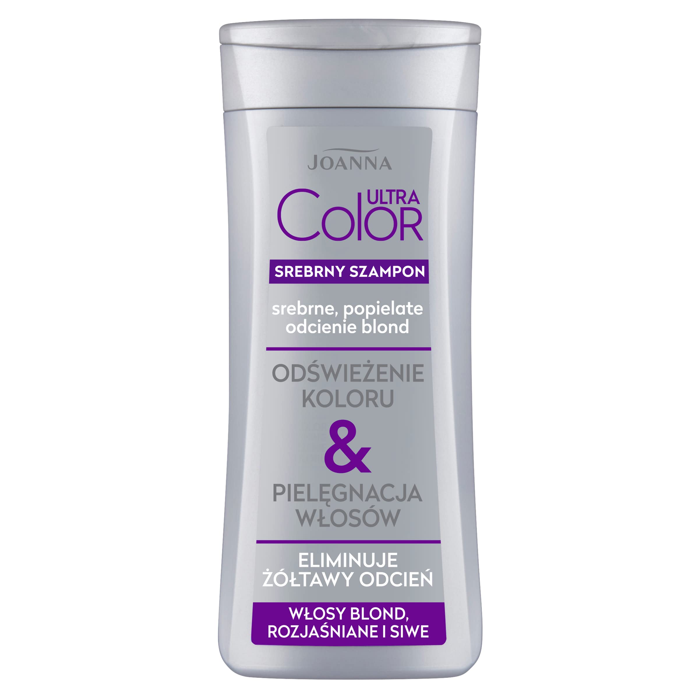 JOANNA Ultra Colour Silver Shampoo for Women - Colour-Enhancing, Neutralises Unwanted Yellow Tones - Makes Combing Hair Easier - Silver Blonde Tones 400 ml