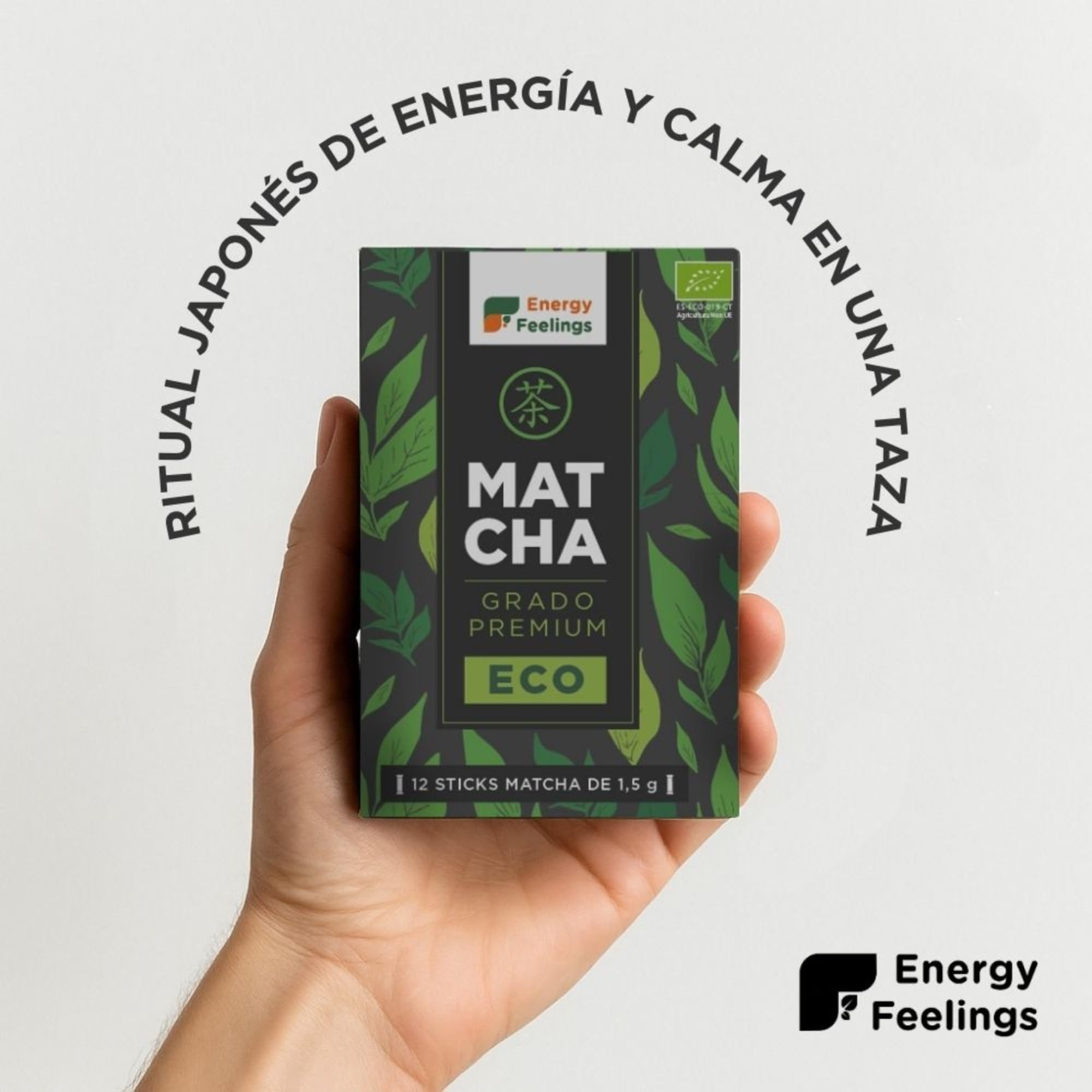 Energy Feelings Té Matcha en Polvo Premium, Pack 36 Sticks Té Verde Matcha Japonés Orgánico Puro, Rico en Antioxidantes Naturales, Green Tea Powder, Ideal para Latte, Vegano, Sin Gluten, Sin Lactosa