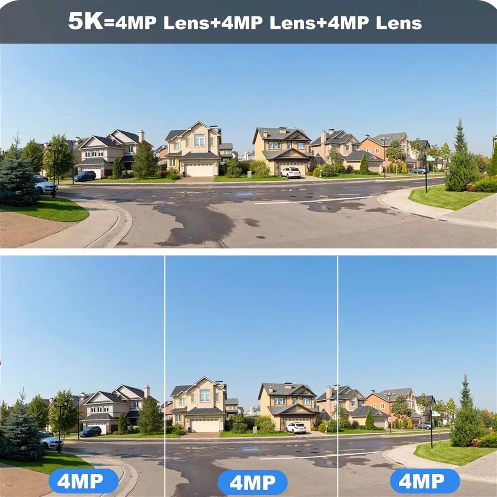 Kamera bezpieczeństwa, Kamera IP 5K 12MP HD 10X Zoom trzyobiektywowa kamera PTZ zewnętrzna szerokokątna do wykrywania ruchu bezpieczeństwa nadzór wideo(5K Camera Add 128G)