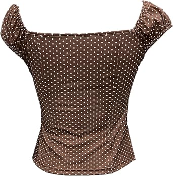 Women Fairy Grunge Shirt Summer Cap Sleeve Lace Up Polka Dot Milkmaid Tops Vinatge E-Girls Aesthetic Clothes