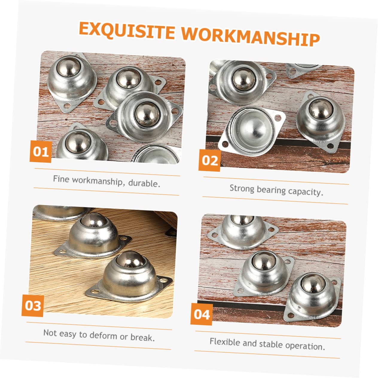 ULTECHNOVO 16pcs Universal Ball Caster Ball Caster Roller Appliance Rollers Furniture Rollers Roller Ball Bearings Rotatable Bearing Caster Roller Transfers Swivel Bearing Silver Carbon Steel