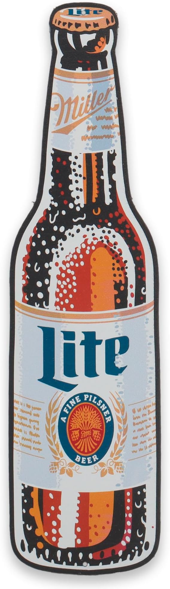 Molson Coors Miller Lite Frosty Bottle Metal Sign - Fun Miller Lite Sign for Man Cave, Bar or Game Room