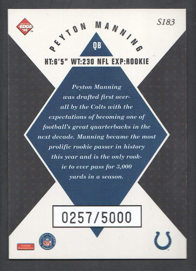 1998 Collector's Edge Masters Football #S183 Peyton Manning RC SM /3000