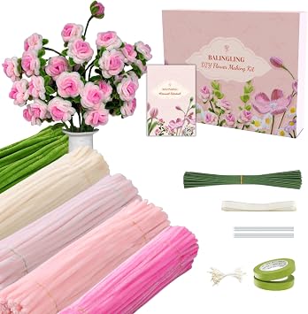 500 pcs Pipe Cleaner Flower Kit,12-Inch x 7 mm Chenille StemsRose