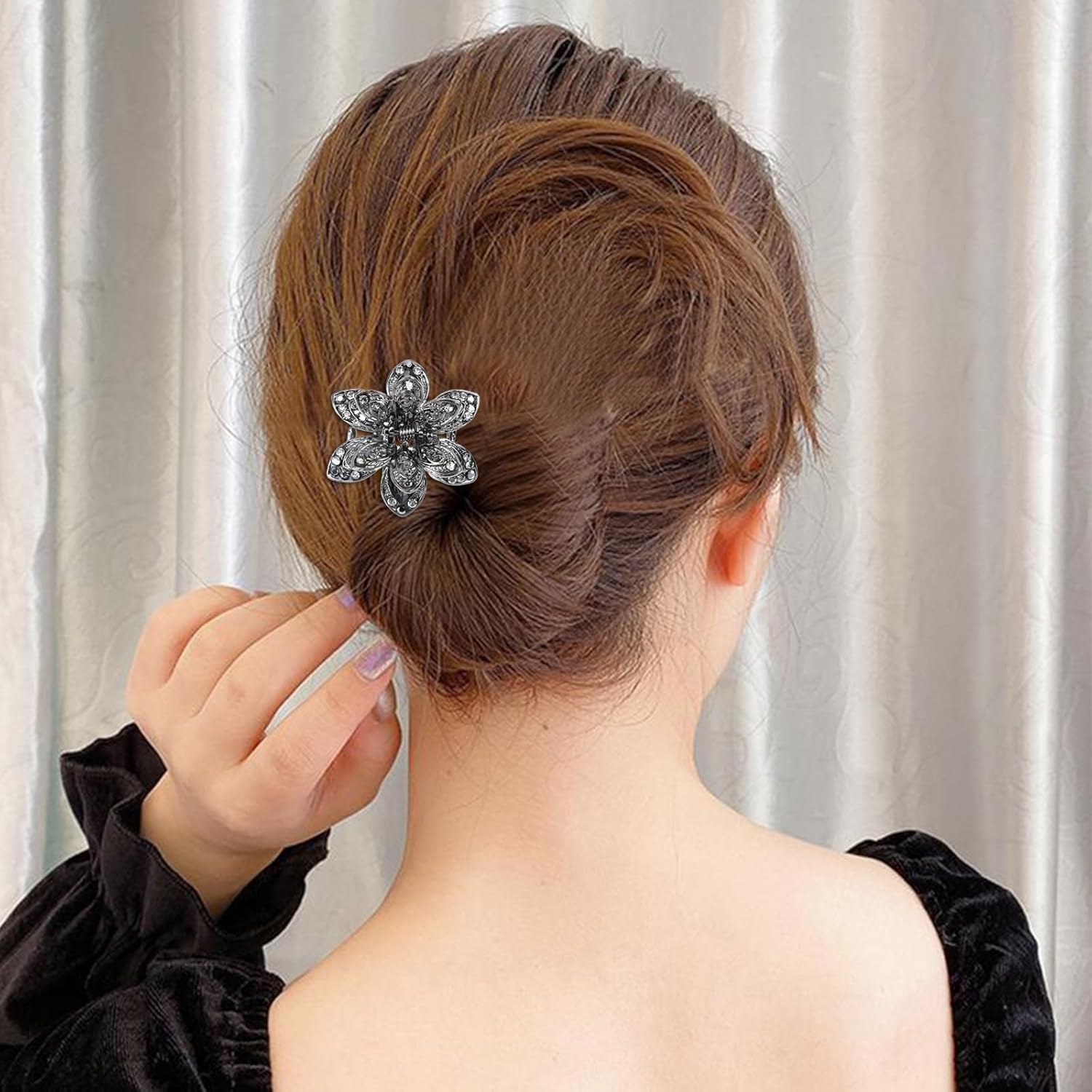 Mipcase Vintage Crystal Hair Claw Clips Rhinestone Hair Accessories Small Clamps for Thin Thick Portable Lightweight Claws for Everyday Use - Image 5