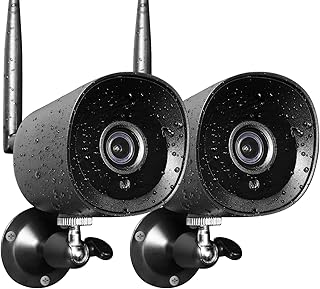 Security Cameras Wired Outdoor - 2Pack 1080P Night Vision WiFi Cameras for Home Security, IP66 Waterproof Surveillance Camera with AI Motion Detection, Works with Alexa, Google Assistant（Renewed）