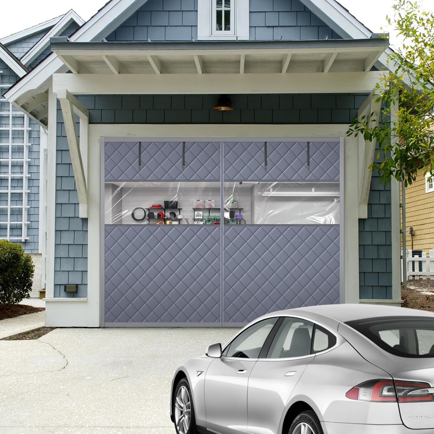Écran porte garage gray isolant contre le froid pour grand garage 2 voitures