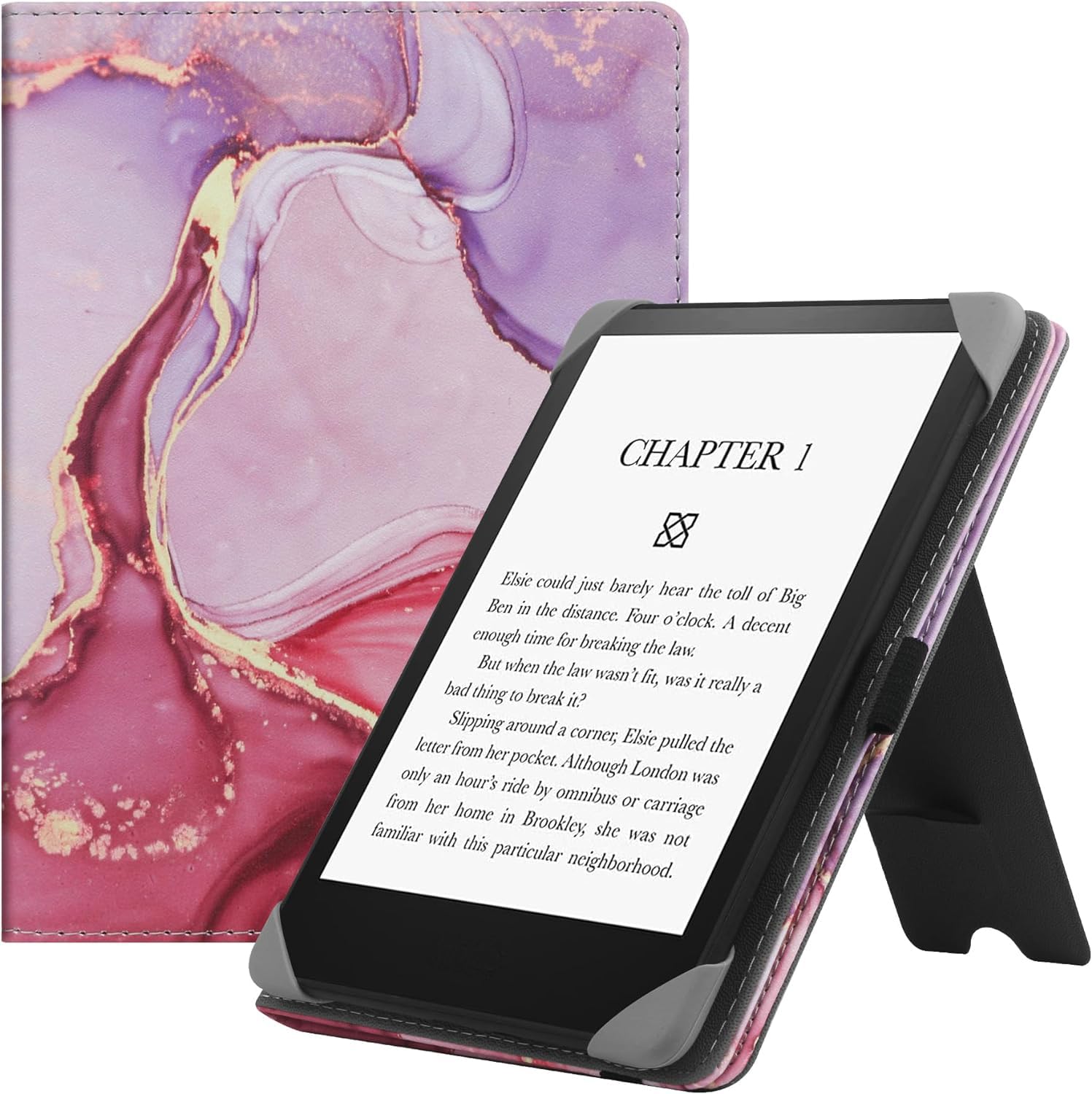 HGWALP Universal Case for 6" eReaders, Folio Leather Stand Cover with Handstrap Compatible with All 6 inch Paperwhite/Kobo/Tolino/Pocketook/Sony E-Book Reader-Matcha — view 8
