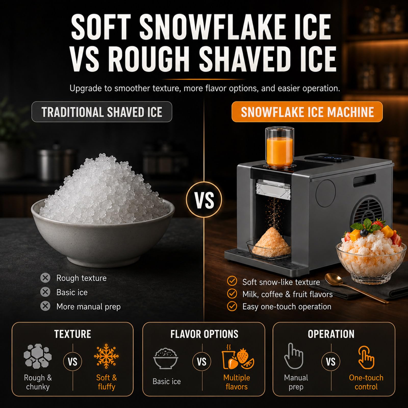 Máquina de Nieve de Leche 350W, Bingsu Maker con Botella 750ml, Control Inteligente de Un Toque para Bar Heladería Food Truck y Catering, Uso Diario Pro White