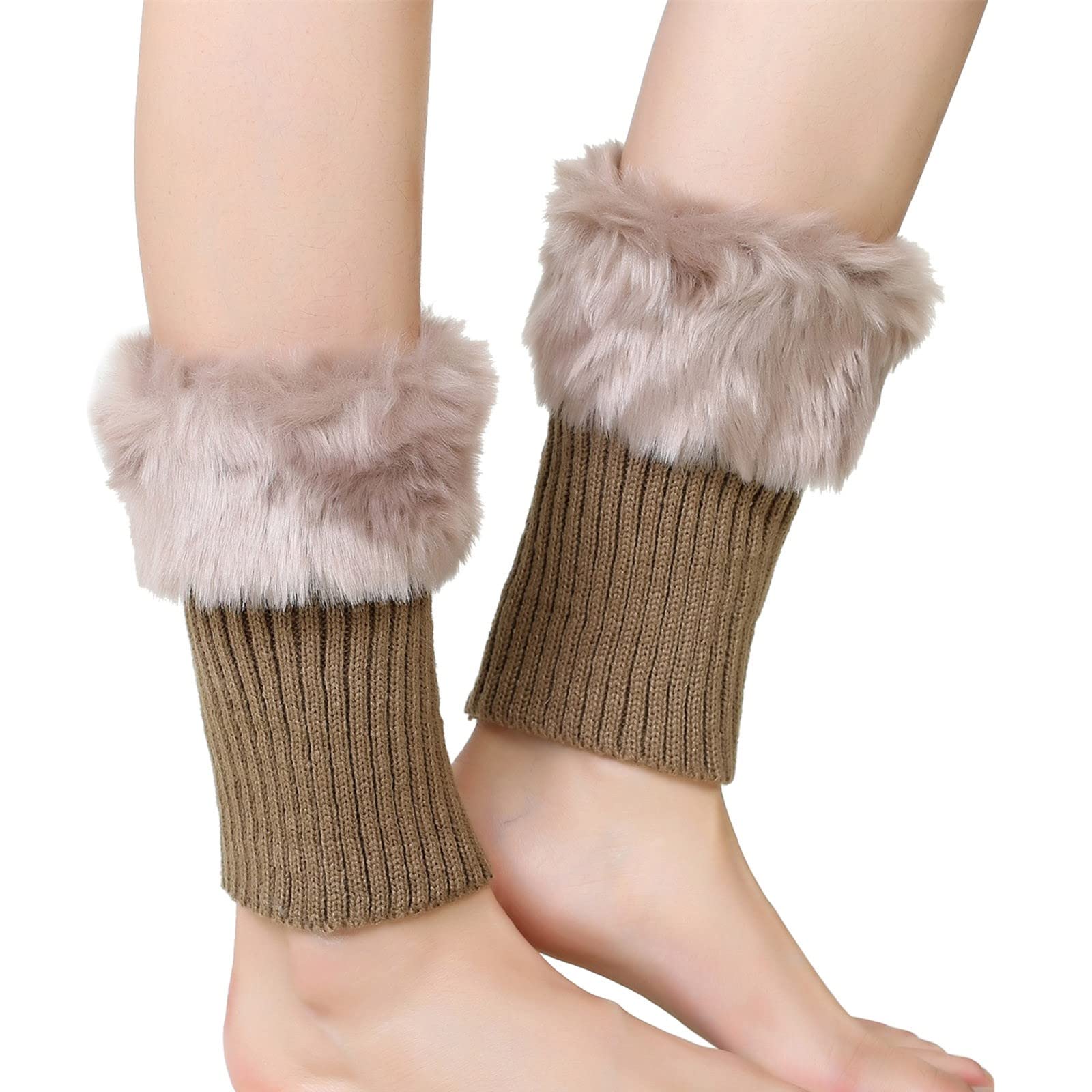 Knitted Leg Warmers Women Fluffy Trim Cute Winter Warm Boot Cuffs Cozy Soft Vintage 80S Party Accessories