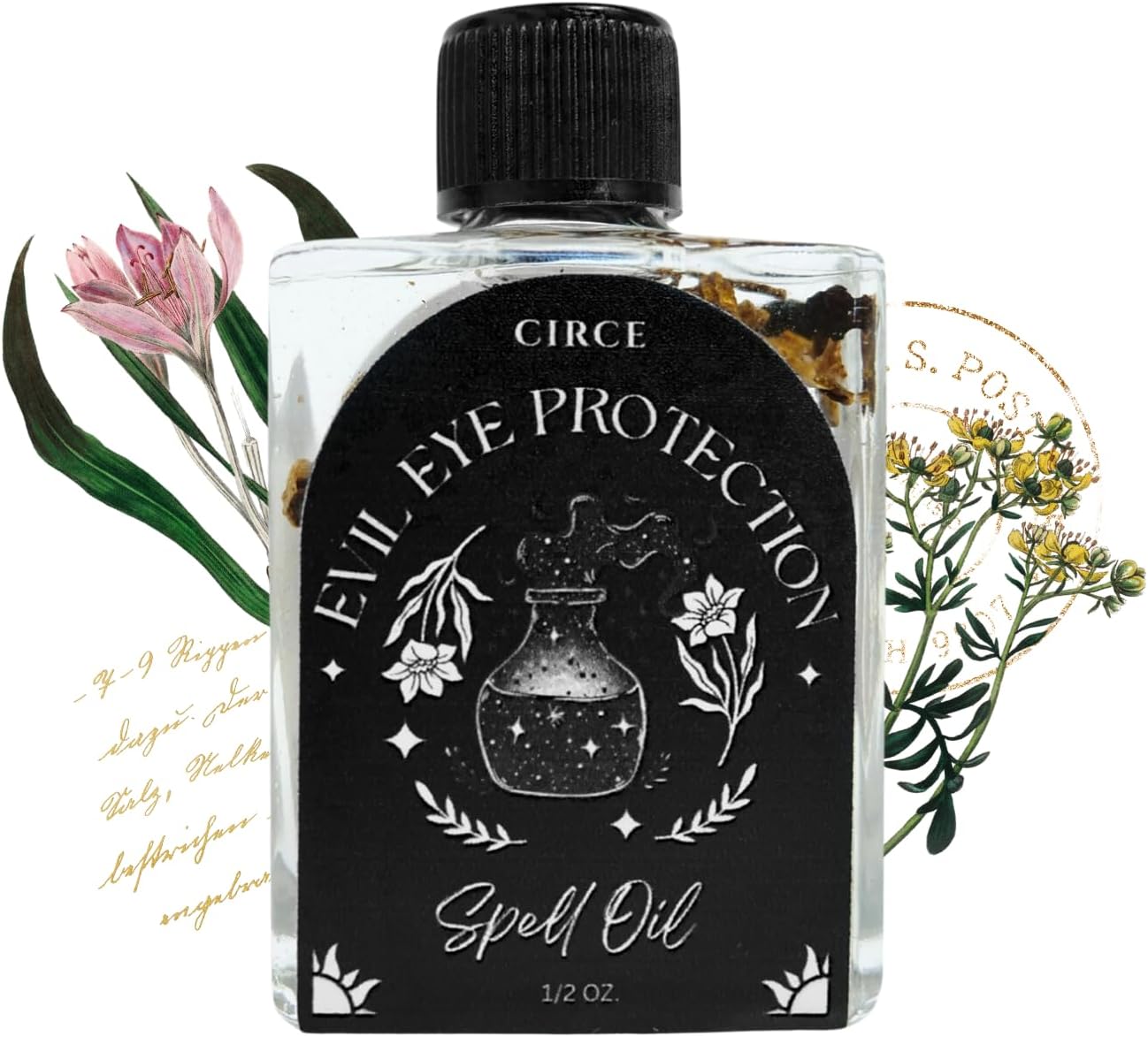 CIRCE Evil Eye Protection Spell Oil - Energy Protection & Defensive Layer - Add to Bath, Use in Rituals, Wear as Fragrance to Align w/Desires- Coconut Oil, Rosemary, Rue, and Hyssop. - 1/2oz