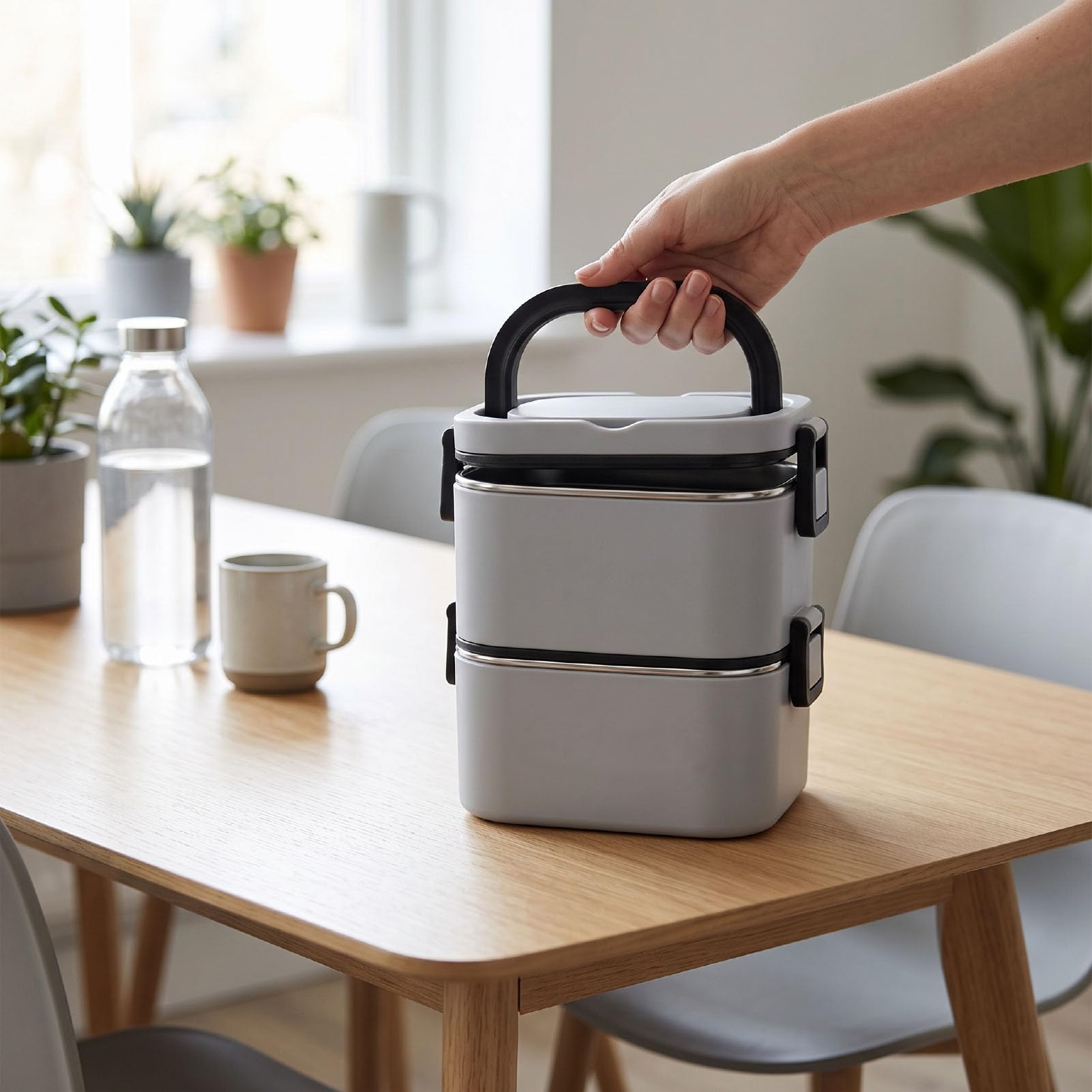 LICAEVEY 1400ml 2 Strati Contenitore per Pranzo in Acciaio Inossidabile