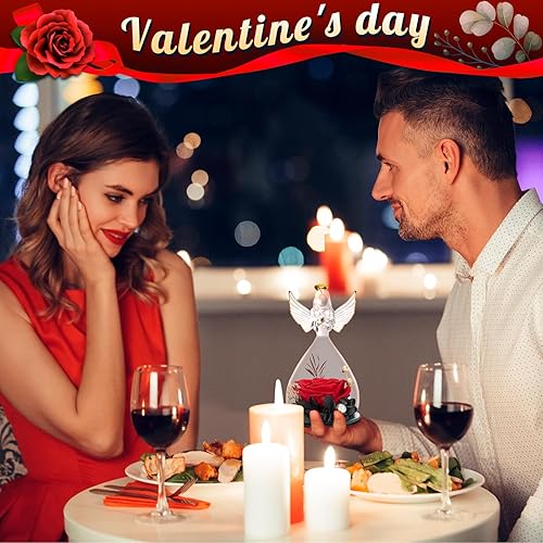 Miniatura 4 de GMAOPHY Regalos de cumpleaños de rosas preservadas para mujeres, mamá, abuela, amiga, rosas rojas reales en figuras de ángel, regalo en aniversario,