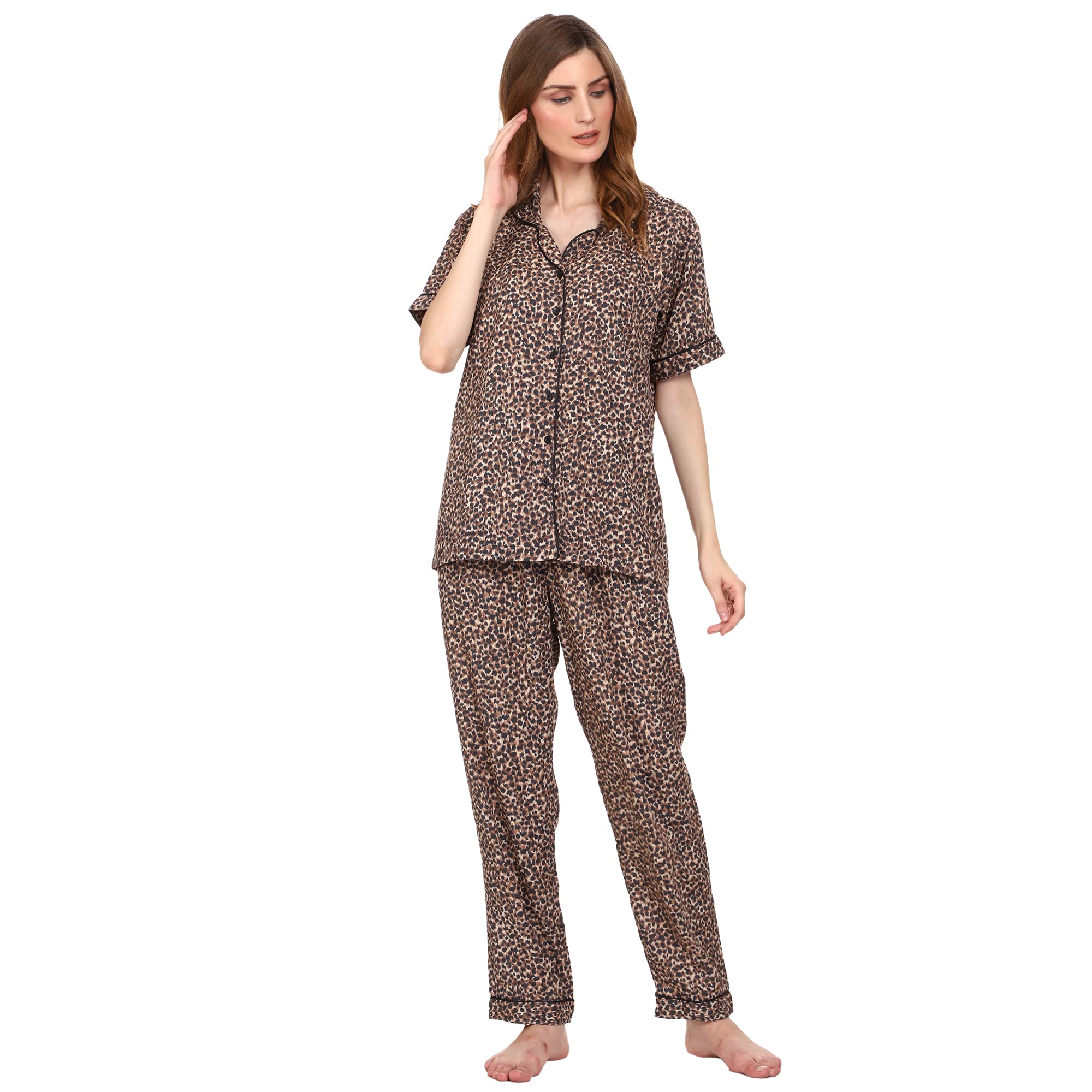 Urban Komfort Women Half Sleeve Cotton Animal Printed Design Top & Pajama Nightsuit Set