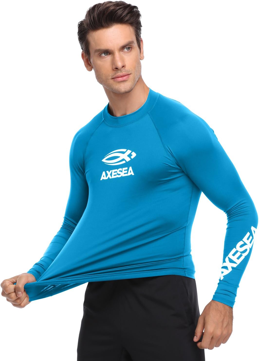 AXESEA Men Long Sleeve Rashguard UPF 50+ Rash Guard Swim Shirt Athletic Swim Tops - Image 4