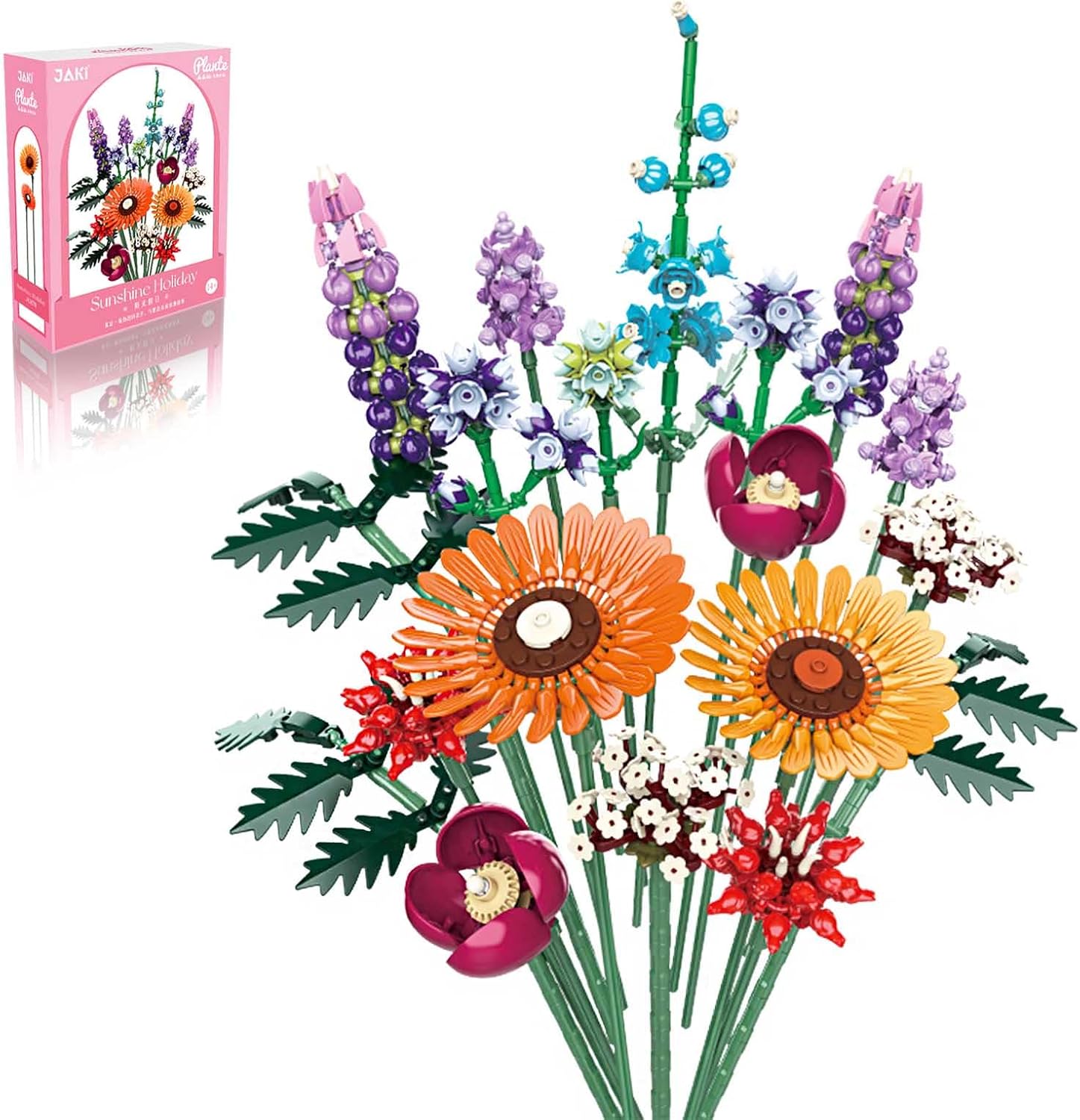 Flower Bouquet Building Set, Christmas Botanical Wildflower Collection for Adults Women-Home Office Table Centerpiece Decor 1045pcs