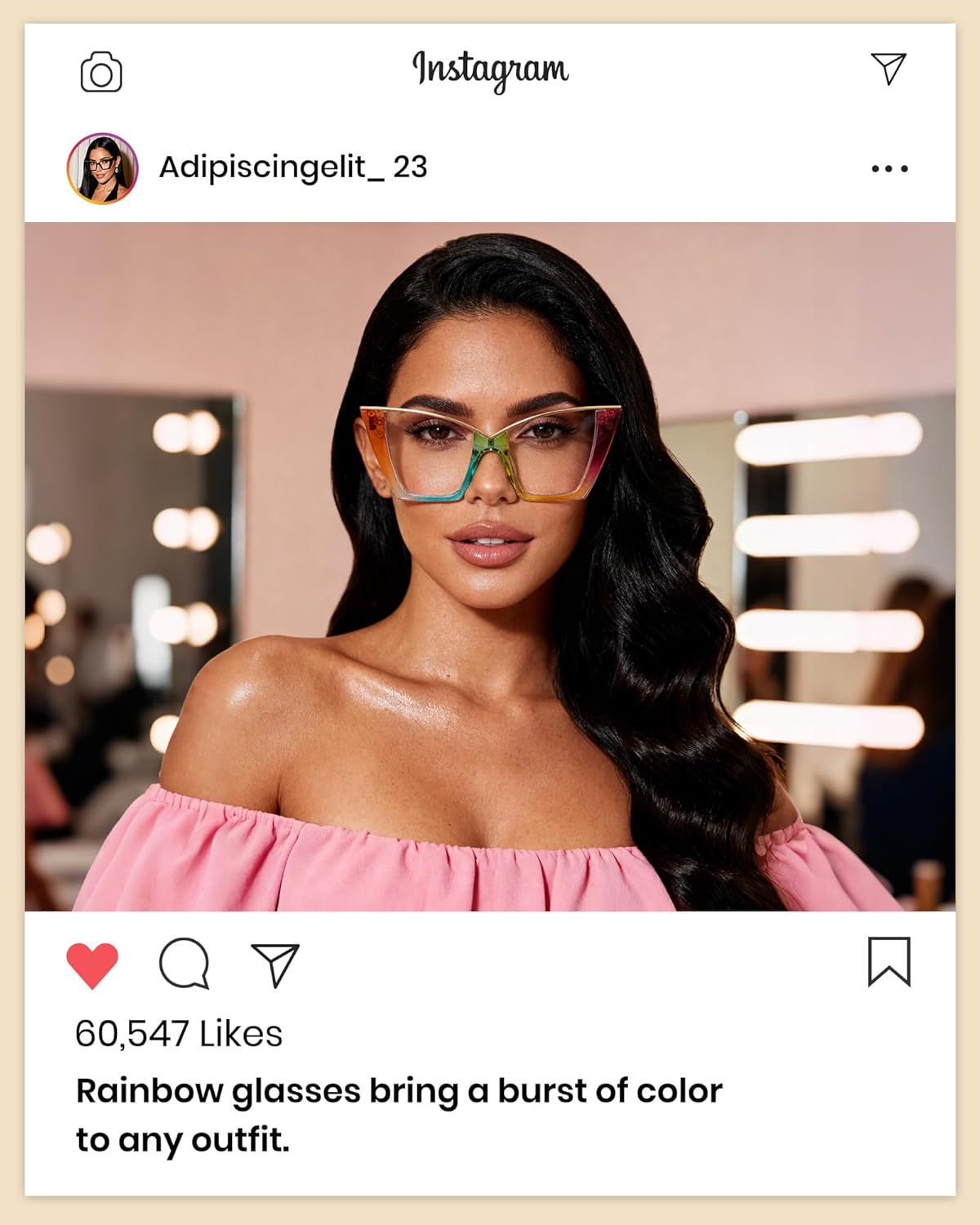 Cyxus 2 Pack Oversized Cat Eye Blue Light Glasses for Woman Reduce Strain UV Protection Stylish Fake Glasses（Black+Rainbow）