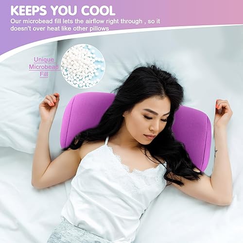 Miniatura 5 de 4 almohadas cilíndricas de microperlas para el cuello, almohada cilíndrica de tubo suave y blando, para dormir, sofá, cama, hogar, viajes, cabeza,