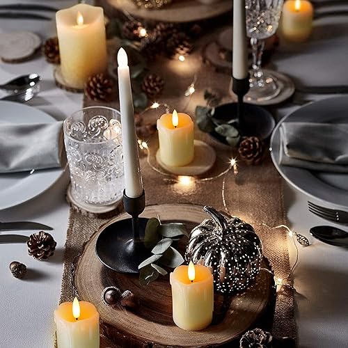 Miniatura 7 de Homemory Paquete de 6 velas flotantes sin llama de 3 pulgadas, 100 horas y 6 velas de pilar sin llama de 3 x 2 pulgadas con temporizador remoto, 400