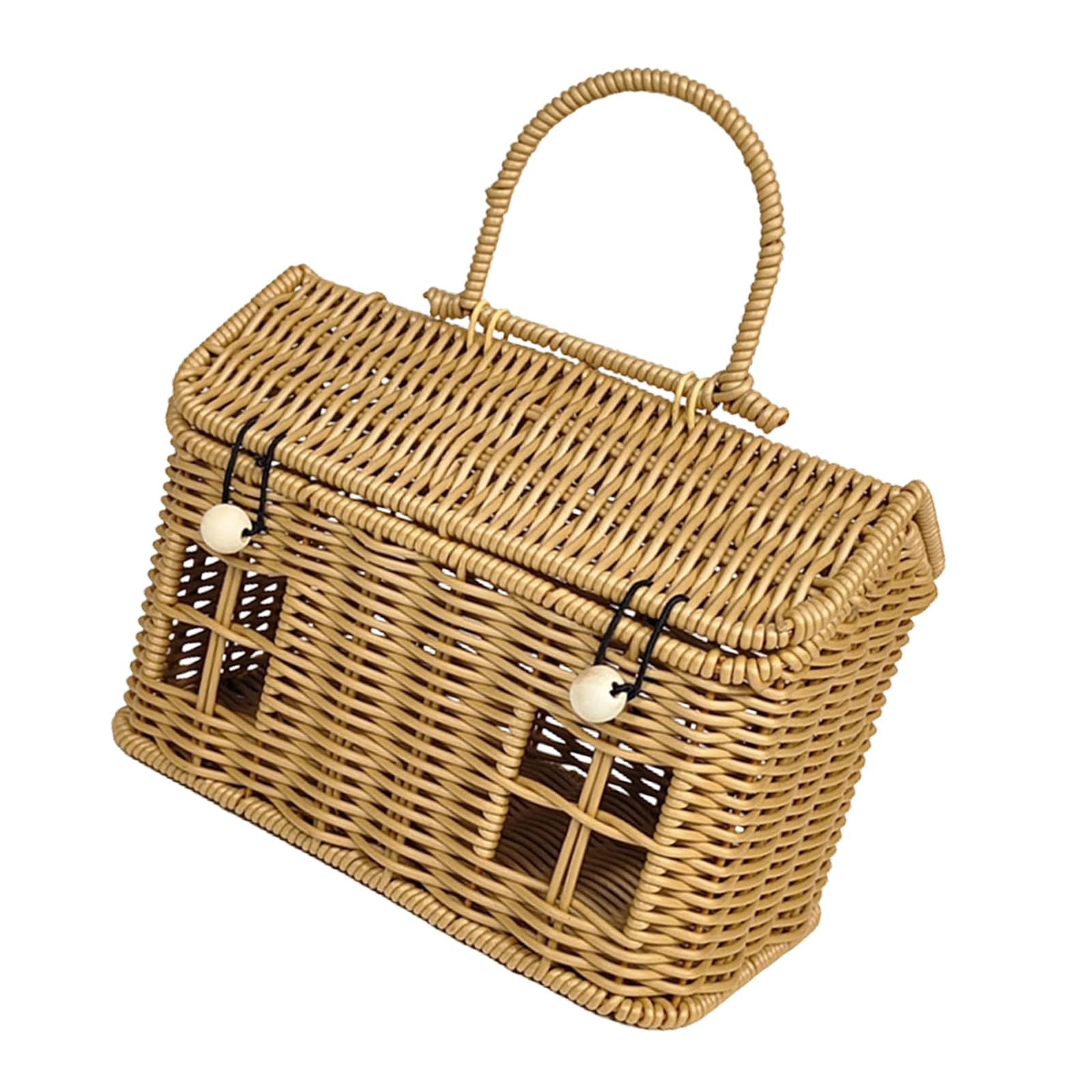 Retro House Shape Woven Rattan Storage Basket Portable for Bucolic Home Decors Picnics User Friendly Creative Basket