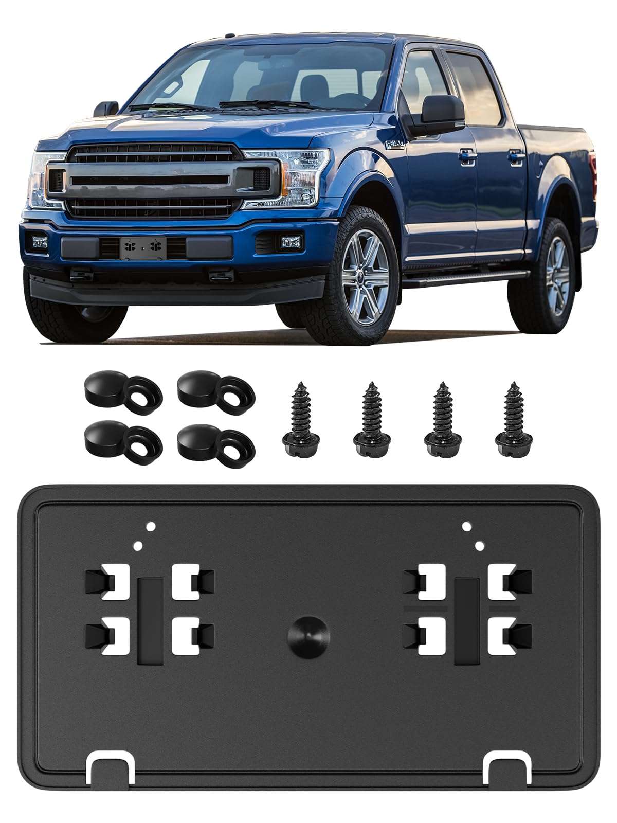 FEMPRXZ Front Bumper License Plate Mounting Bracket Plastic Black For F150 Lariat Limited Platinum Raptor Ssv Xl Xlt 2018 2020 1kpfd1230011 Jl3z17a3