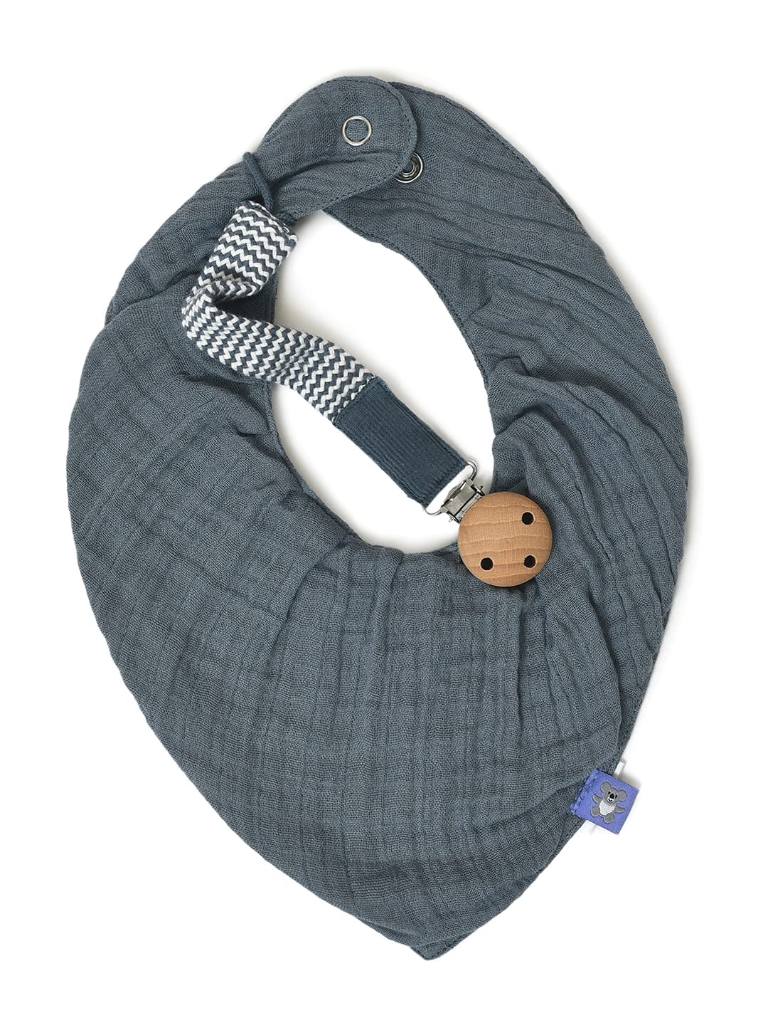 Mi Arcus 100% Cotton Muslin Dual Layer Drool Bib with Pacifier Band Set with Snap Button Closure for Baby Boys Girls - Blue-image-42
