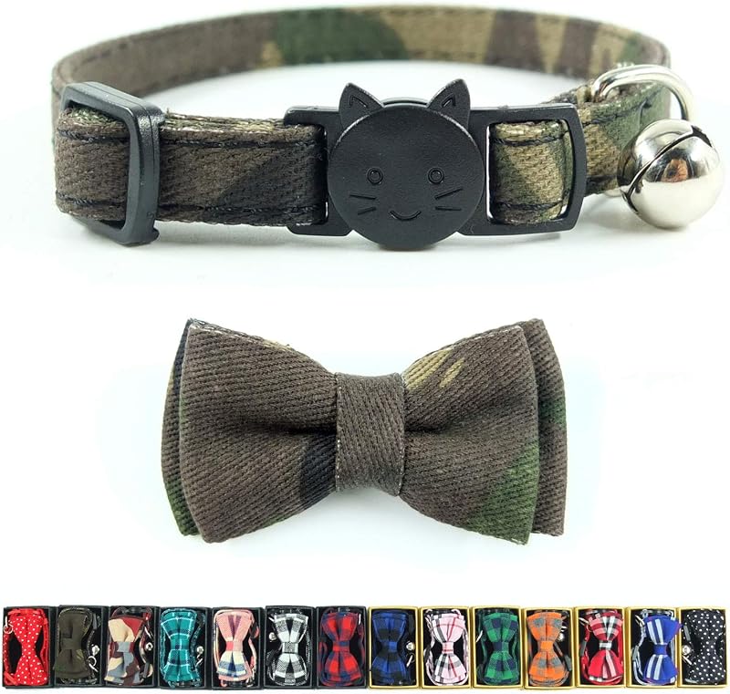 Coleira para Gatos com Laço, Sino e Fecho de Segurança Quick Release Pipidog Camouflage 2 (17,27–27,43 cm)