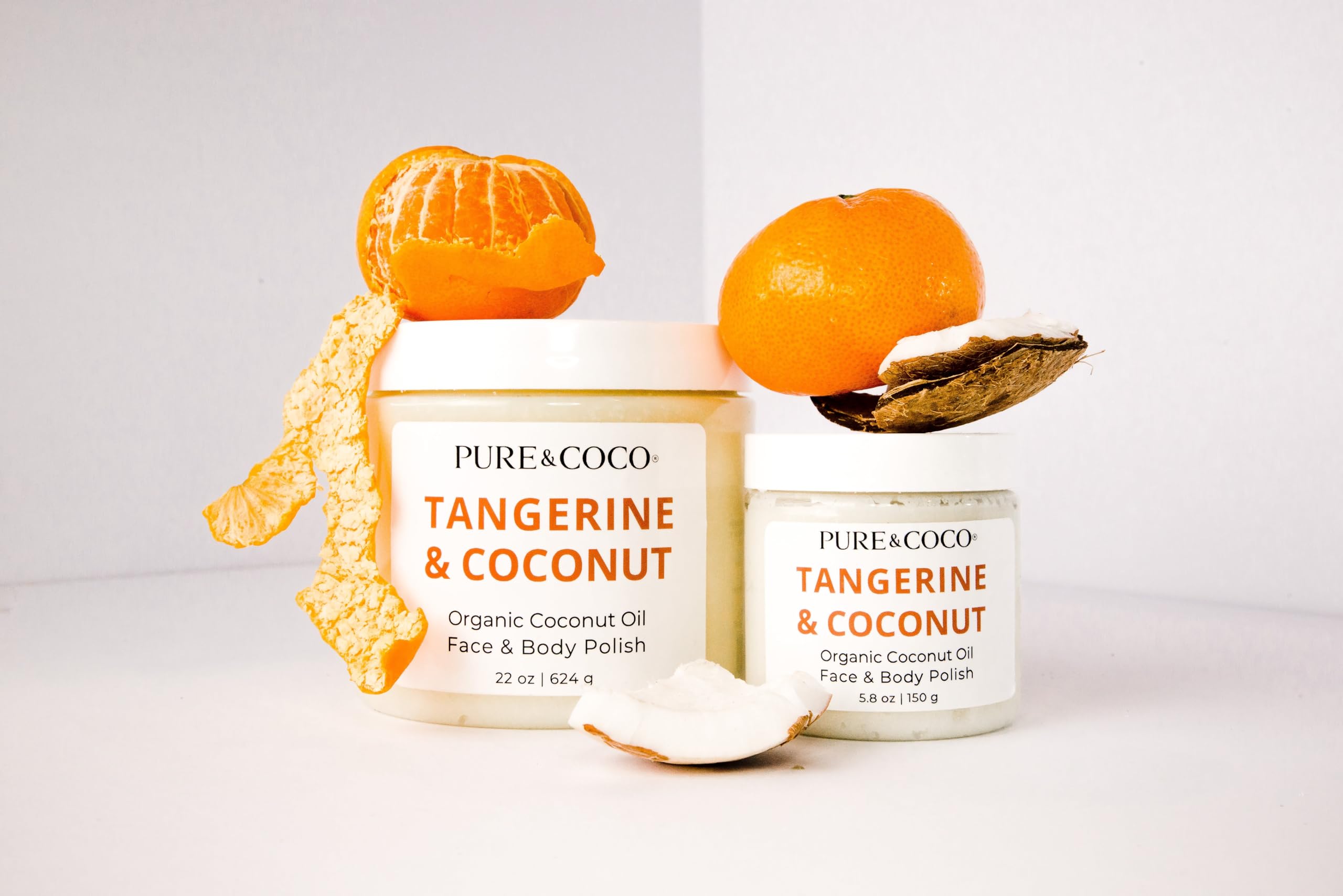 Tangerine & Coconut Organic Coconut Oil Face & Body Polishes Moisturizing Oil Daily Face Scrubs, Exfoliating Hydrating Body Scrubs for Dry Skin and